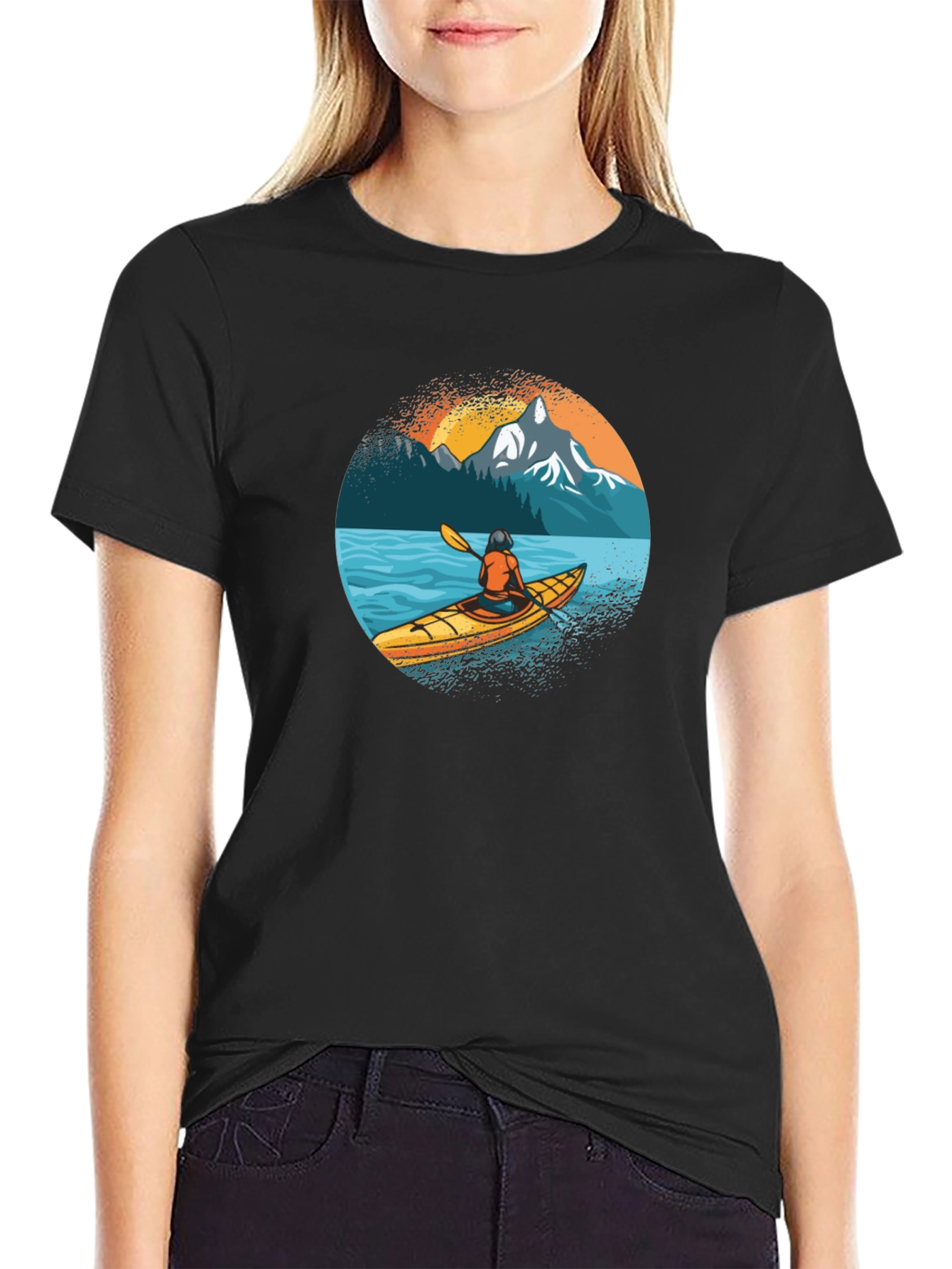 Kayaking Adventure Graphic Tee - Black