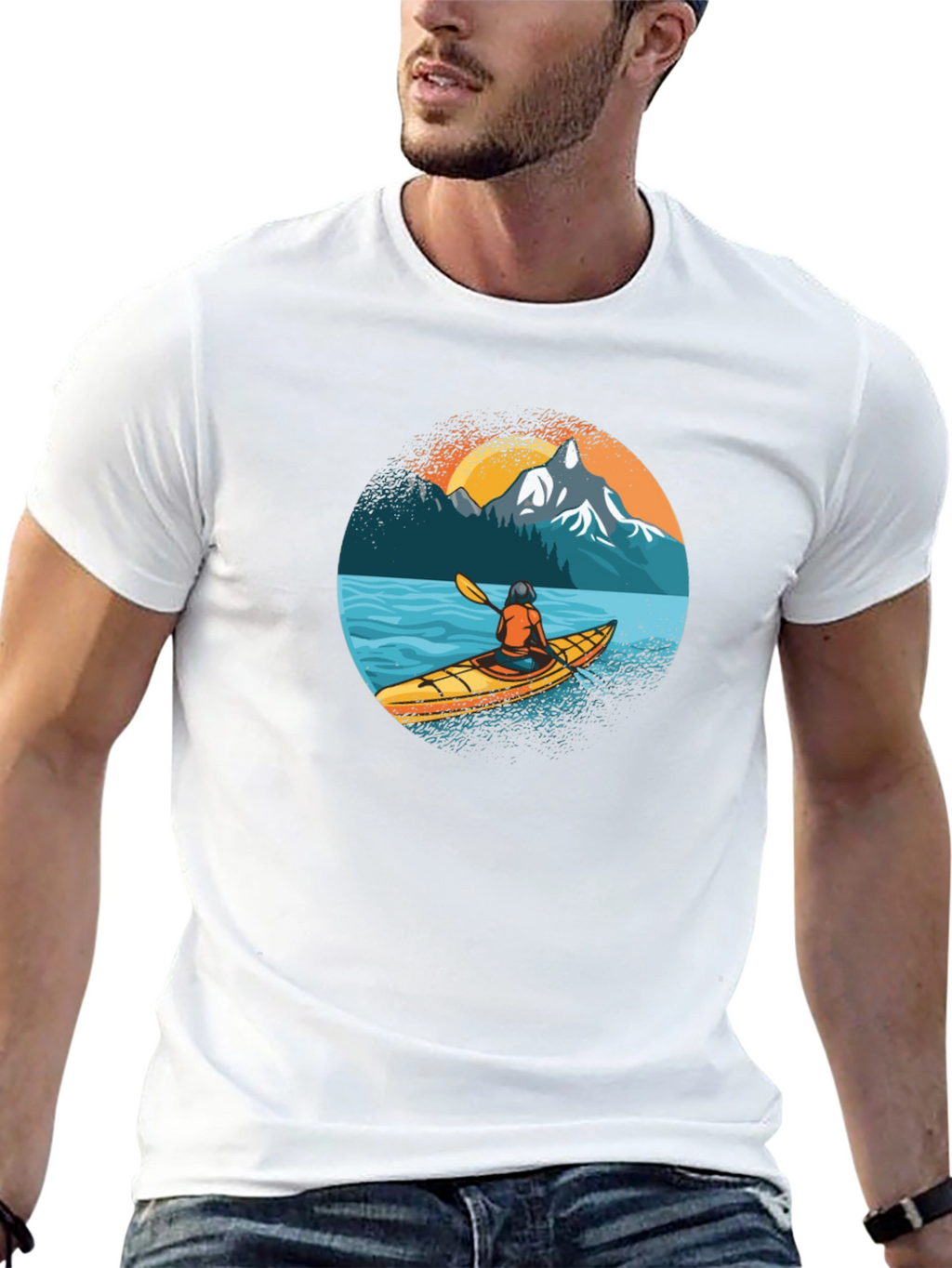 Kayaking Adventure Graphic Tee - Black