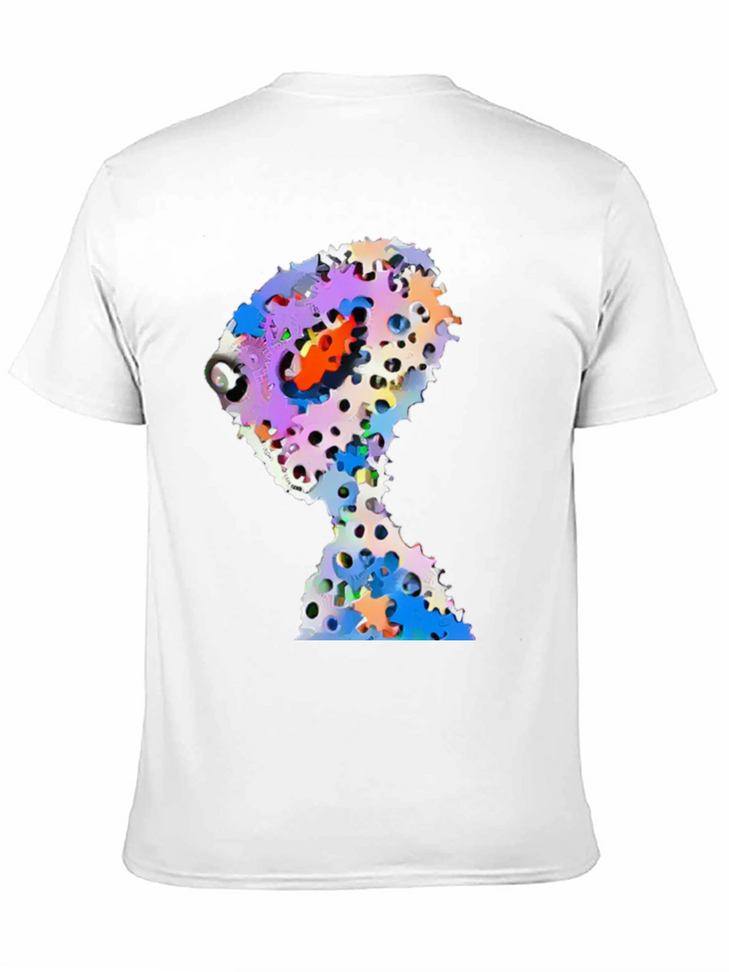 Abstract Gears Head Graphic Black Tee Shirt