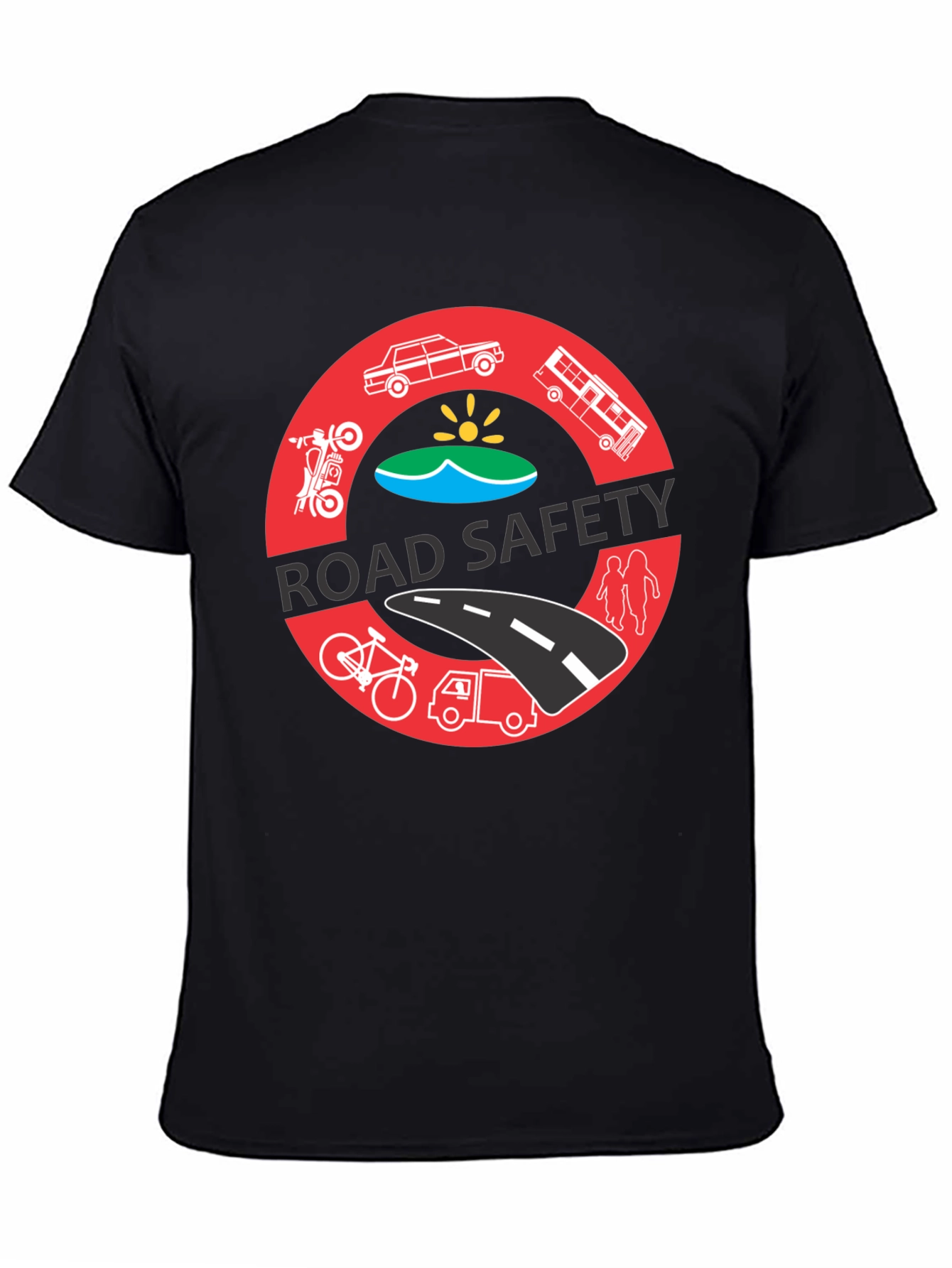 Road Safety Graphic Tee - Black Cotton T-Shirt