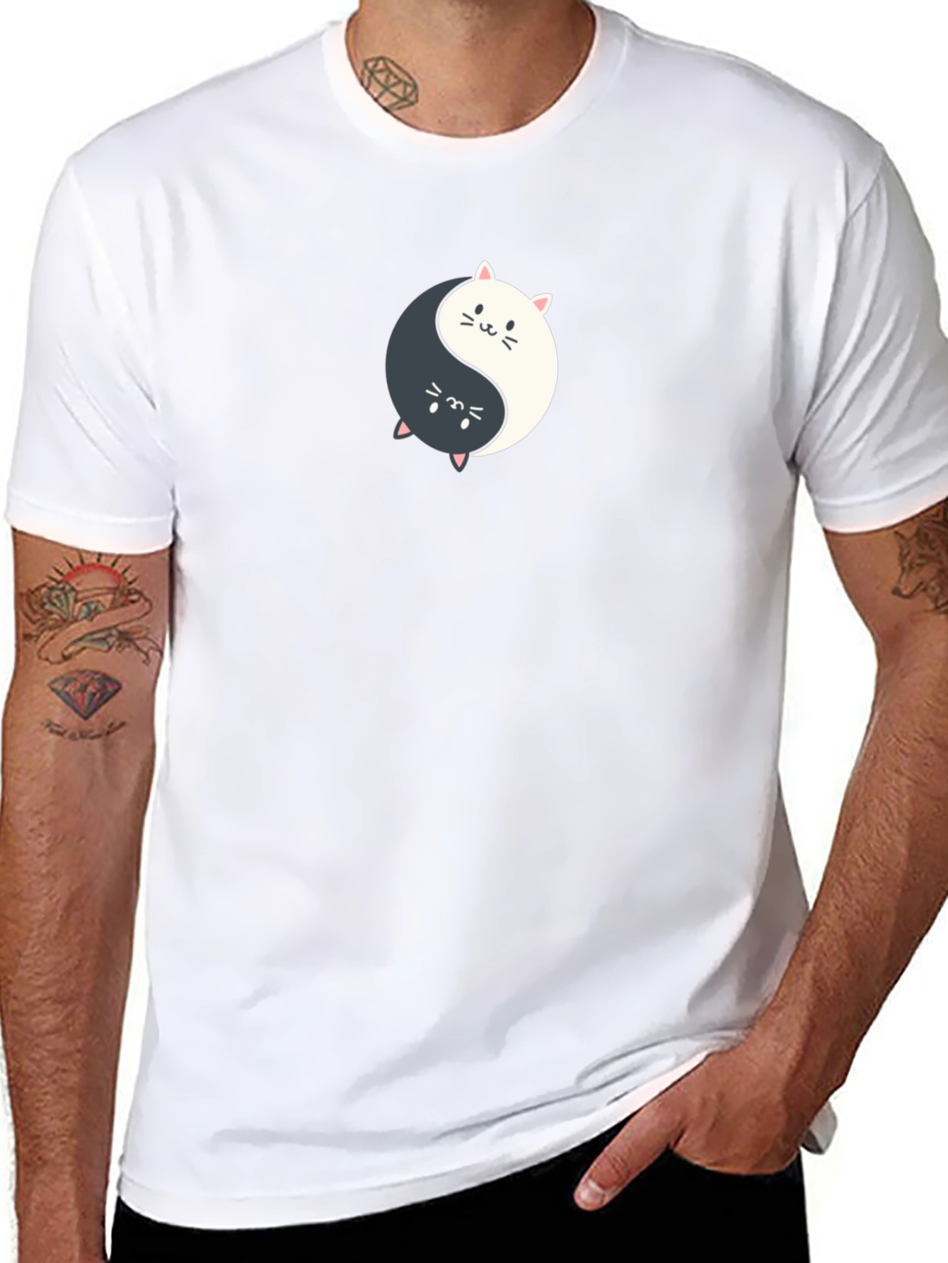 Yin Yang Cats Graphic Tee - Balance & Style!