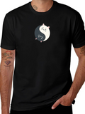 Yin Yang Cats Graphic Tee - Balance & Style!