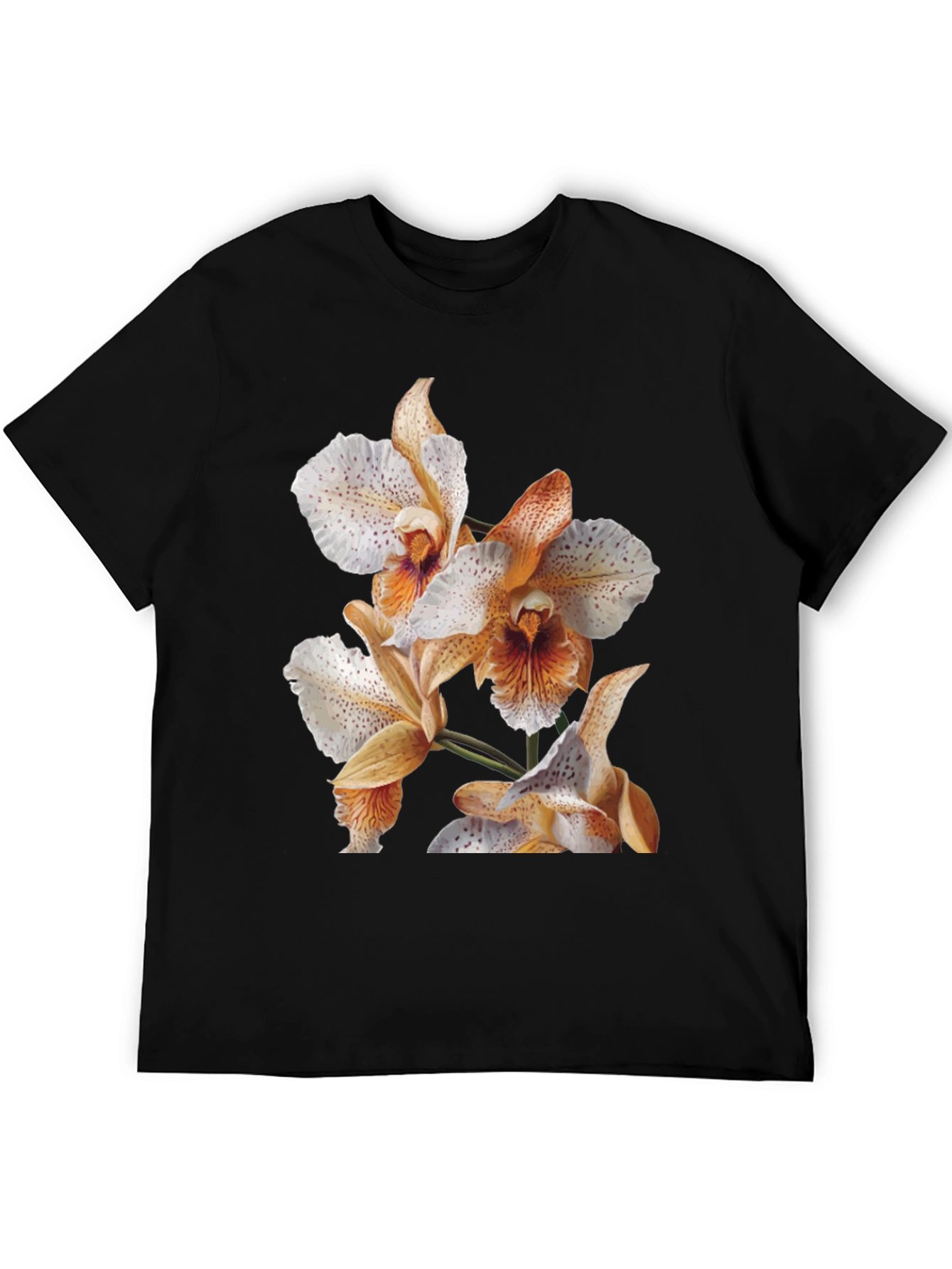 Floral Orchid Graphic T-Shirt - Classic Black