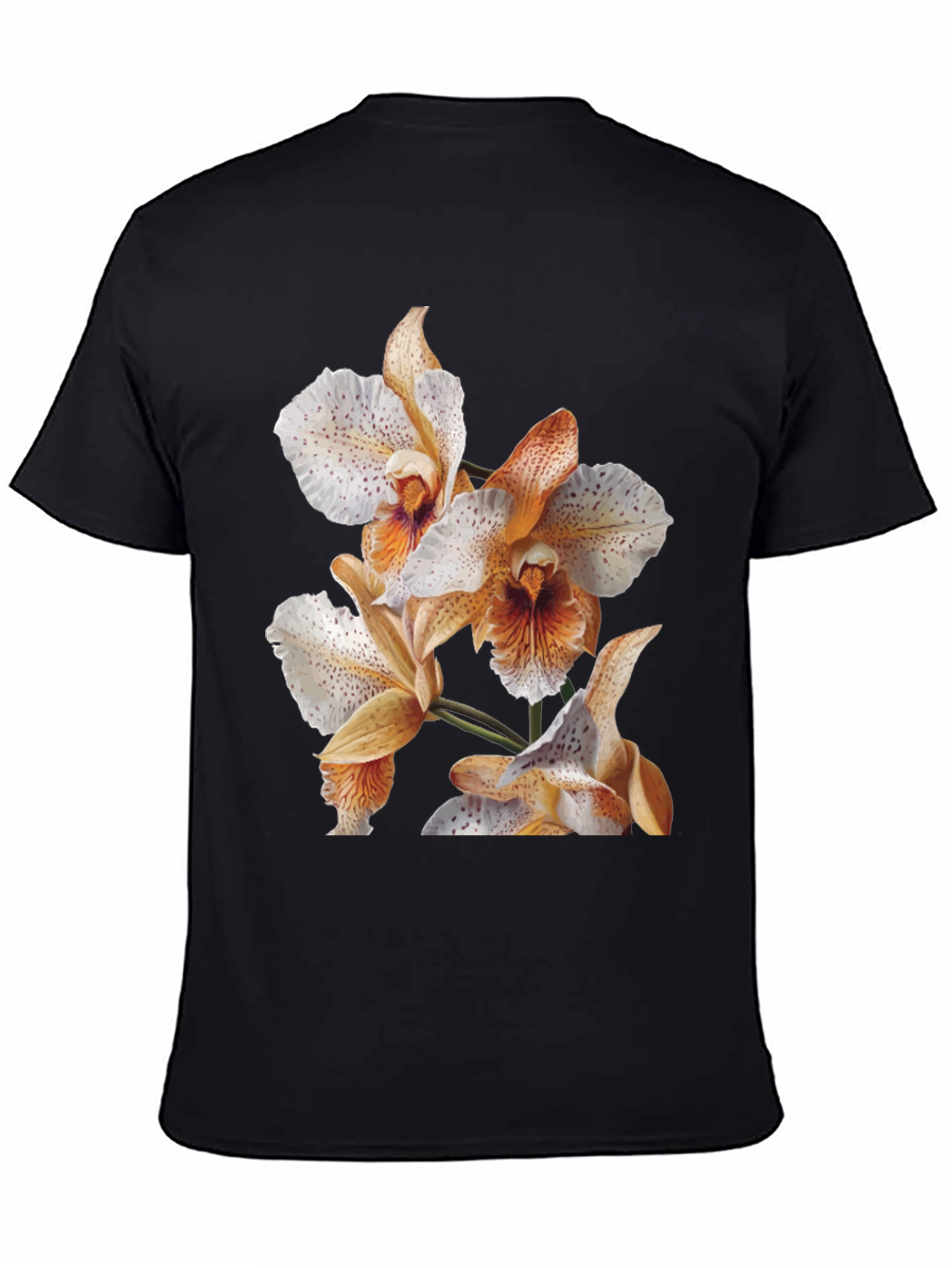 Floral Orchid Graphic T-Shirt - Classic Black