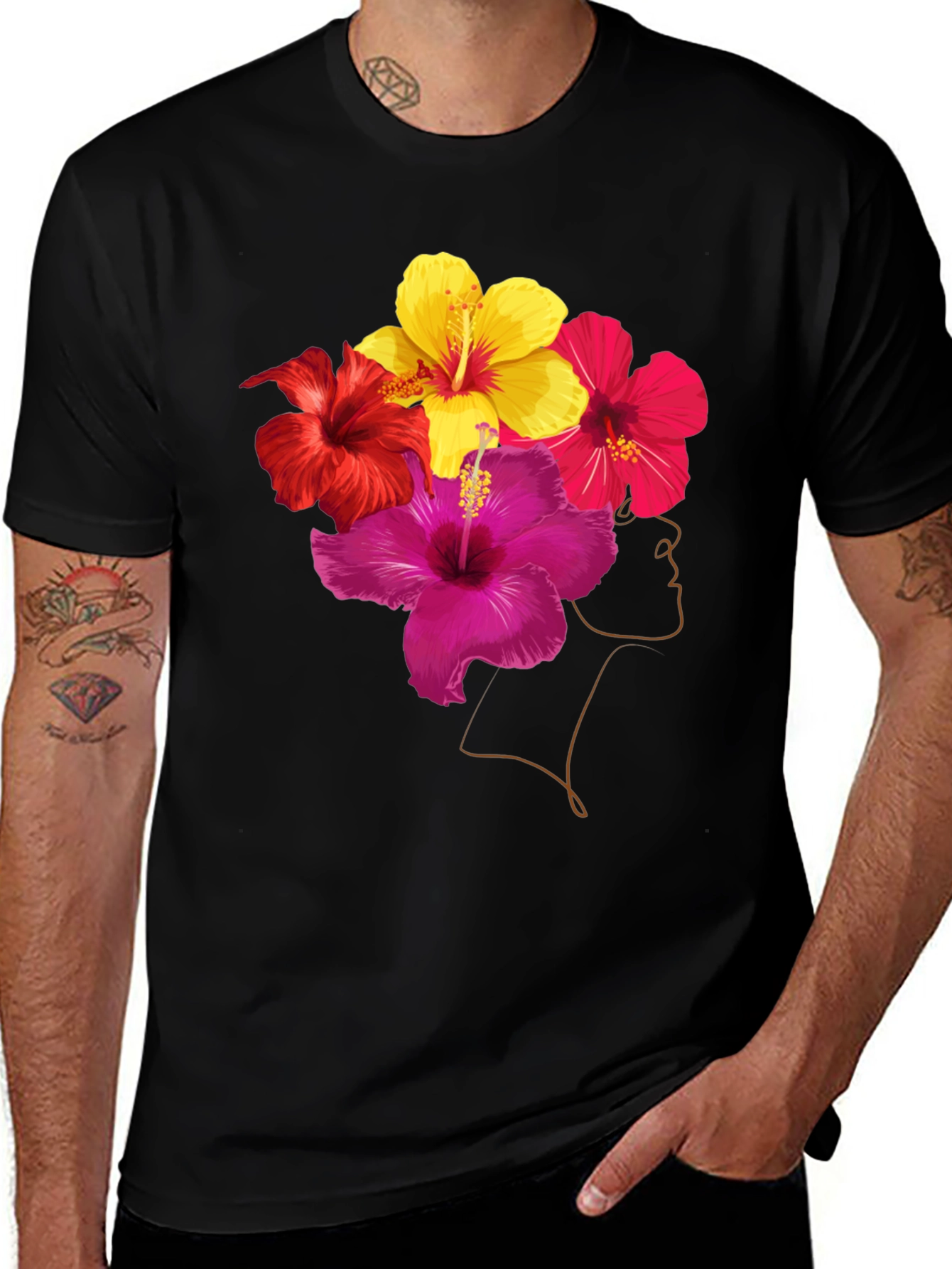 Floral Head T-Shirt: Stylish Graphic Tee for Men