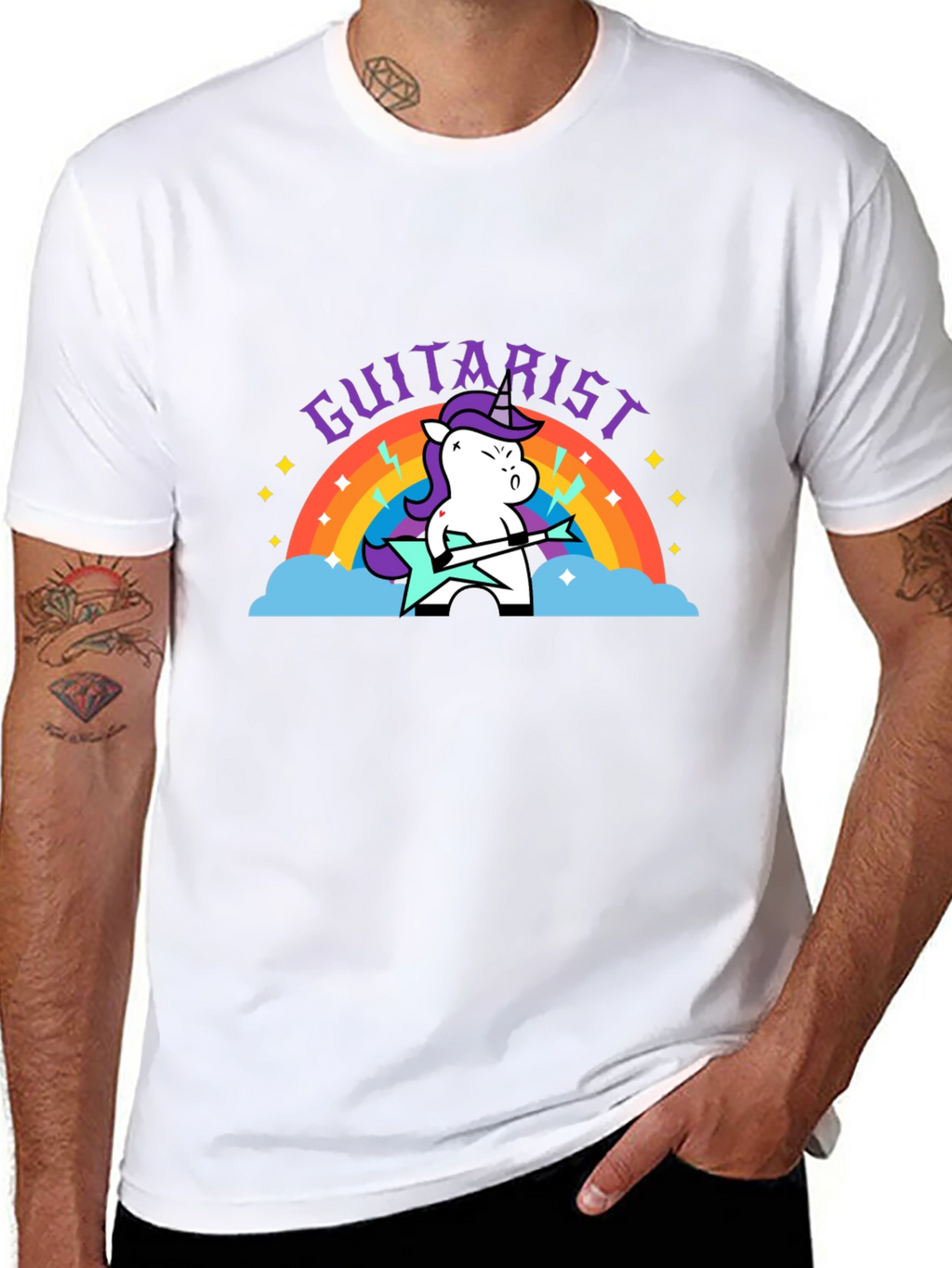 Unicorn Guitarist Graphic Black Tee
