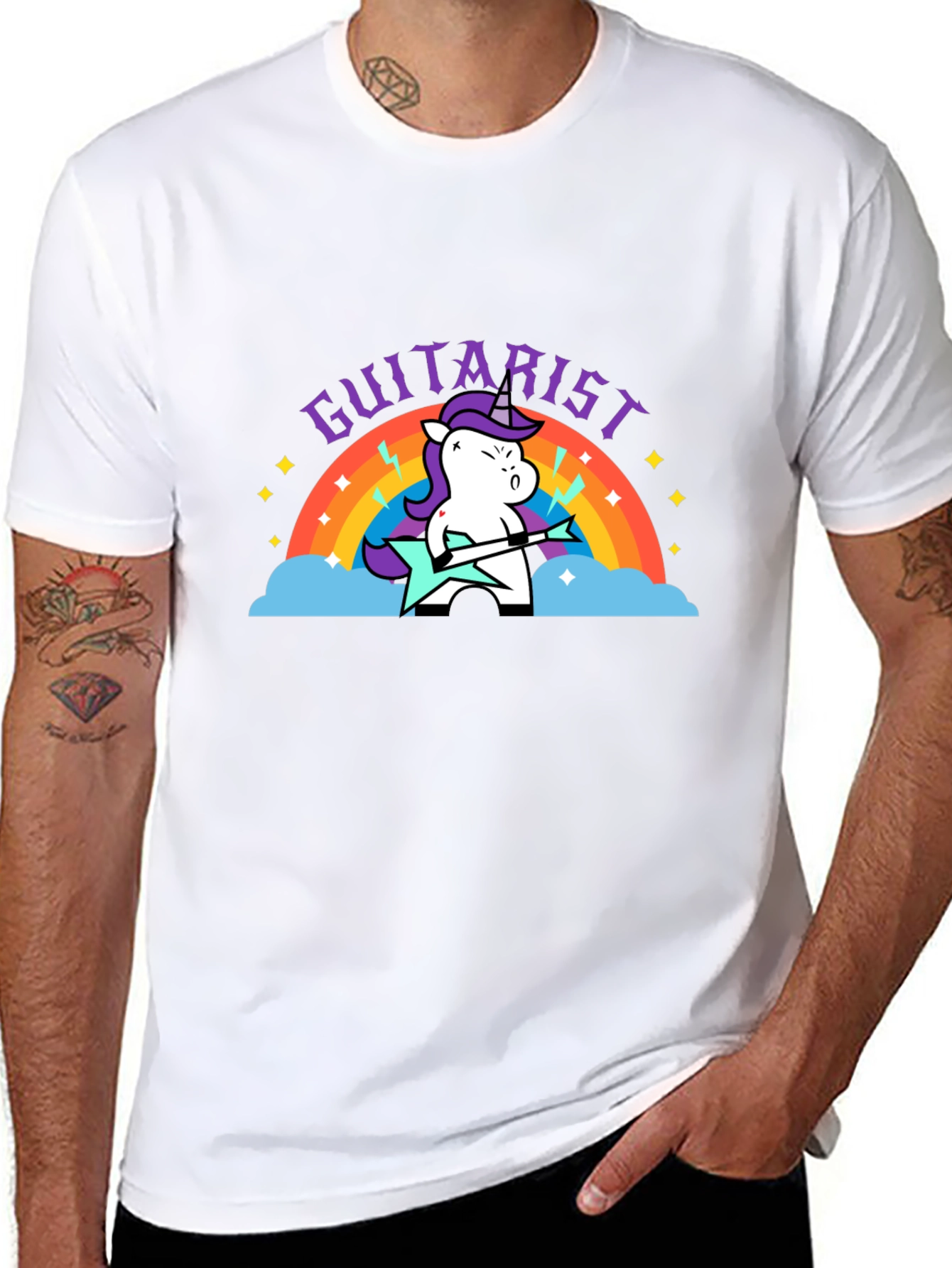 Unicorn Guitarist Graphic Black Tee