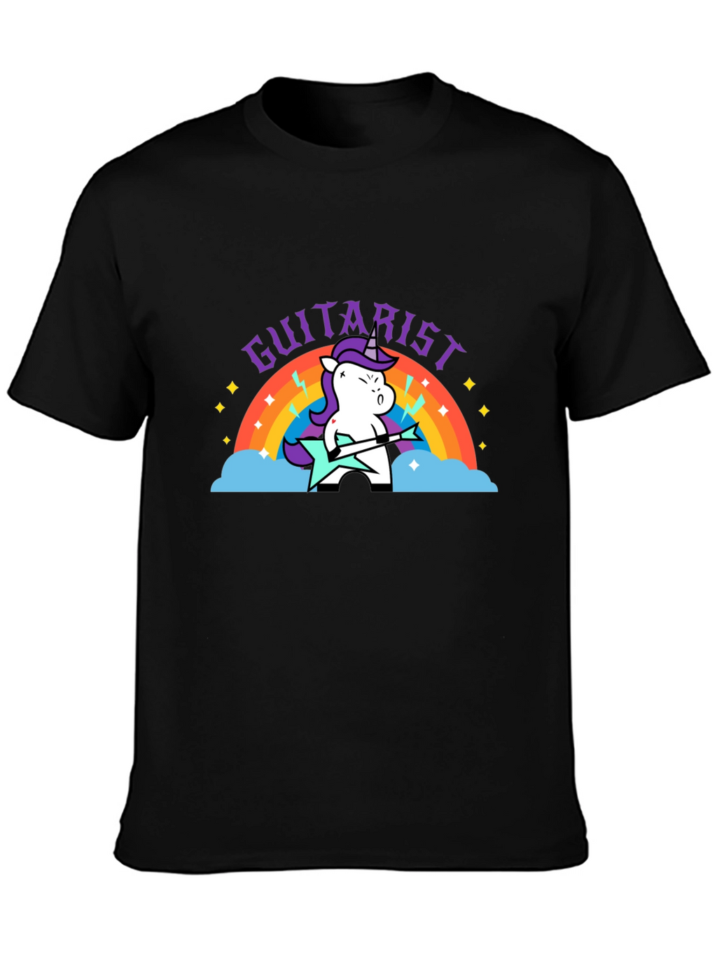 Unicorn Guitarist Graphic Black Tee