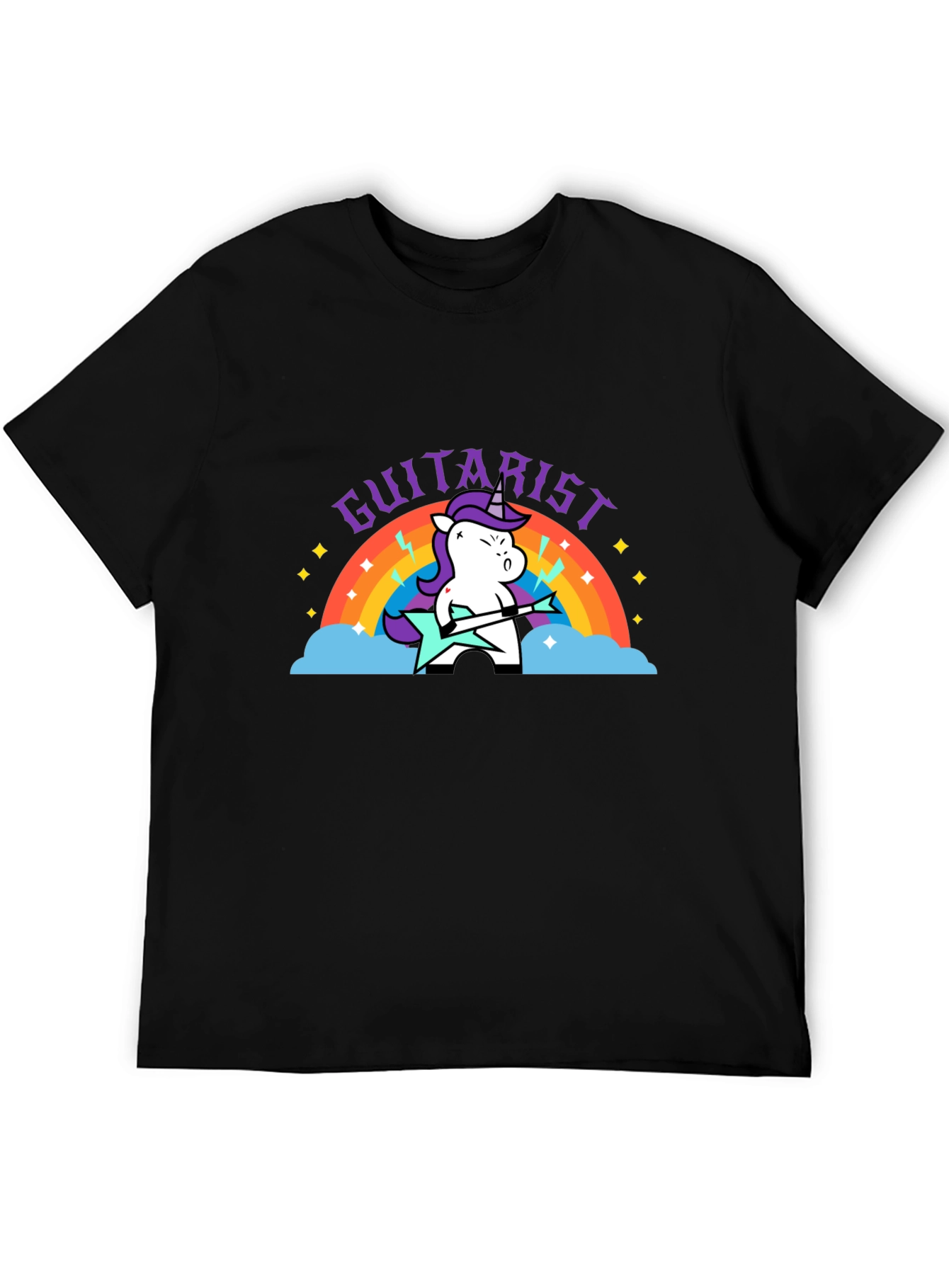 Unicorn Guitarist Graphic Black Tee