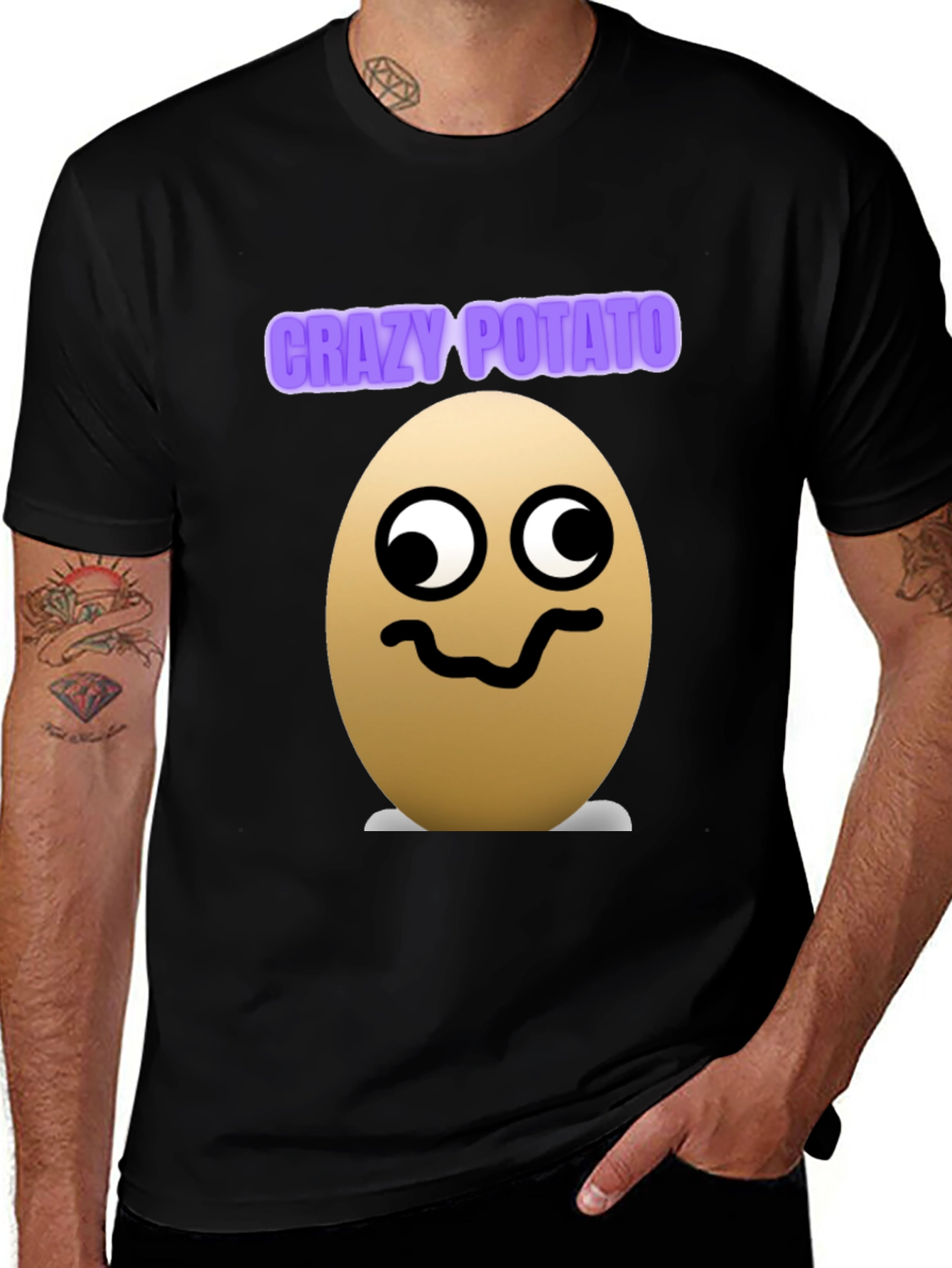 Crazy Potato Graphic Tee - Novelty Black T-Shirt