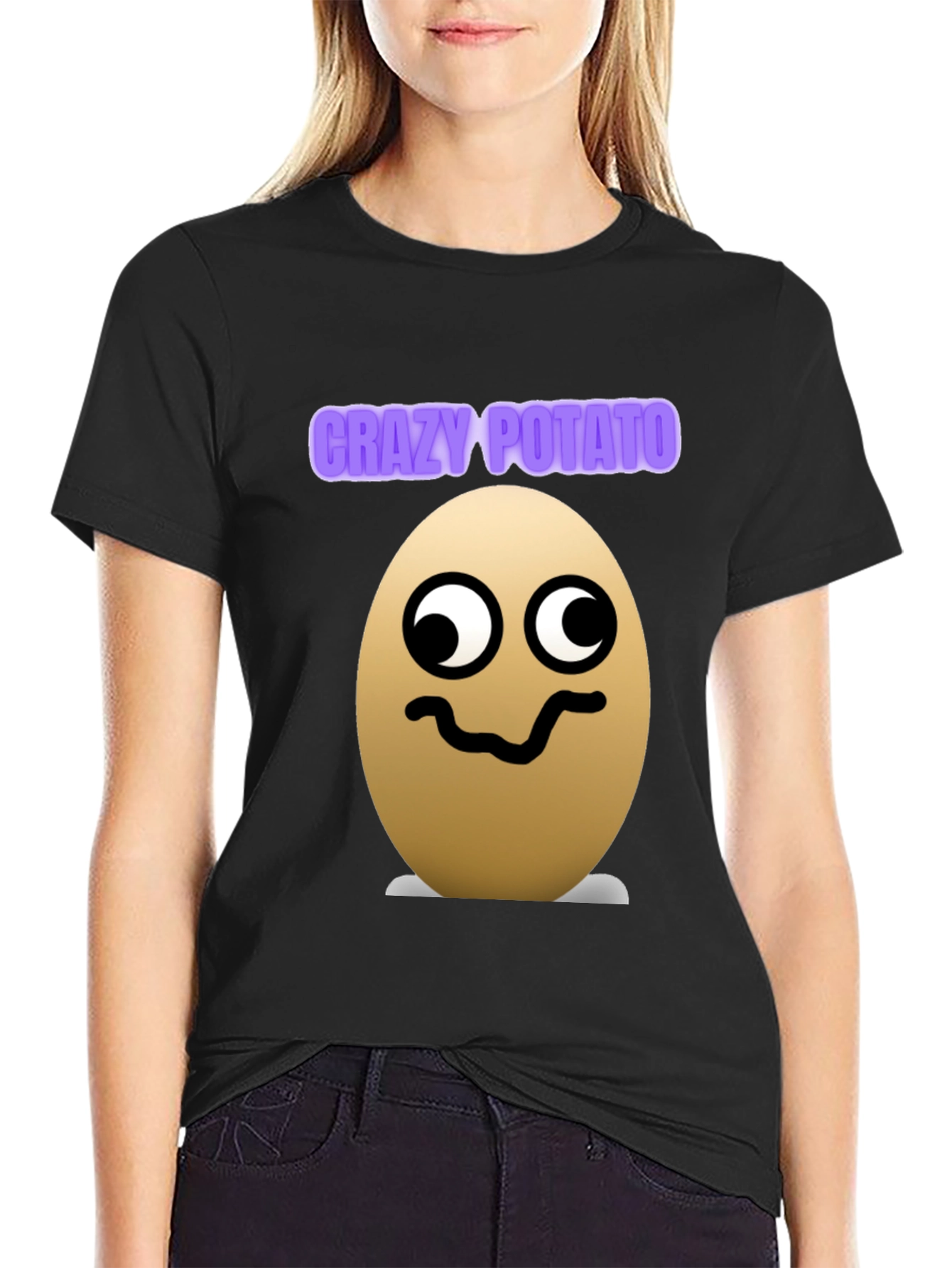 Crazy Potato Graphic Tee - Novelty Black T-Shirt