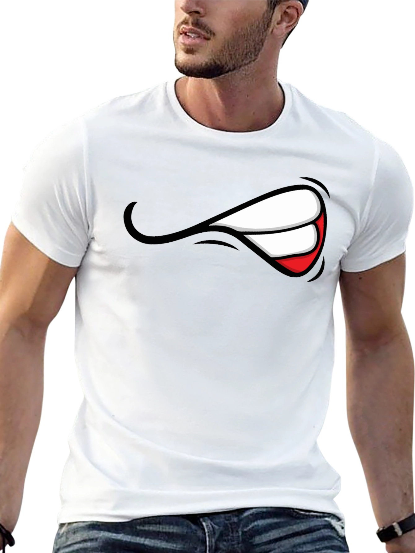 Mens Graphic Black T-Shirt - Grin Design