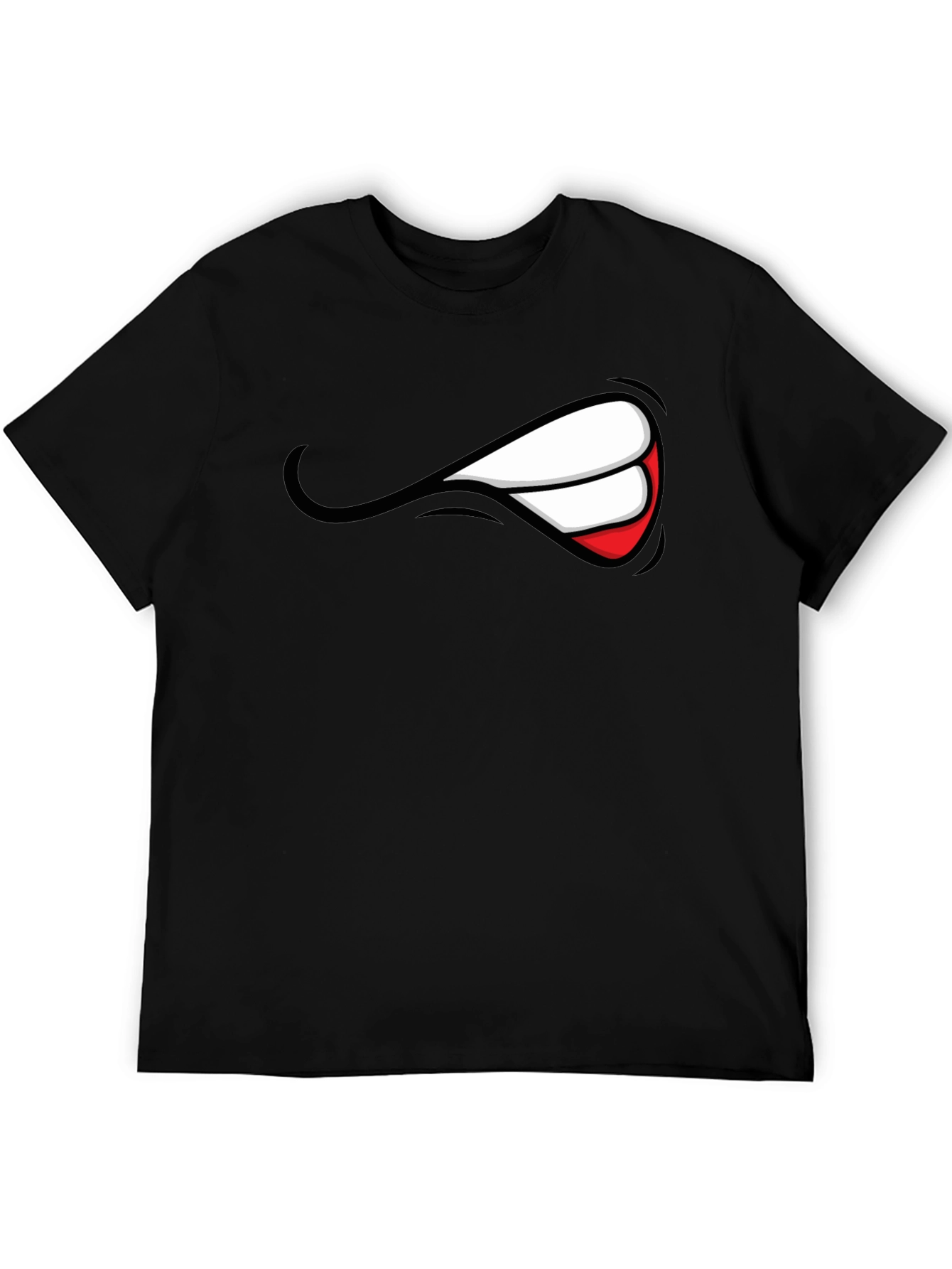 Mens Graphic Black T-Shirt - Grin Design