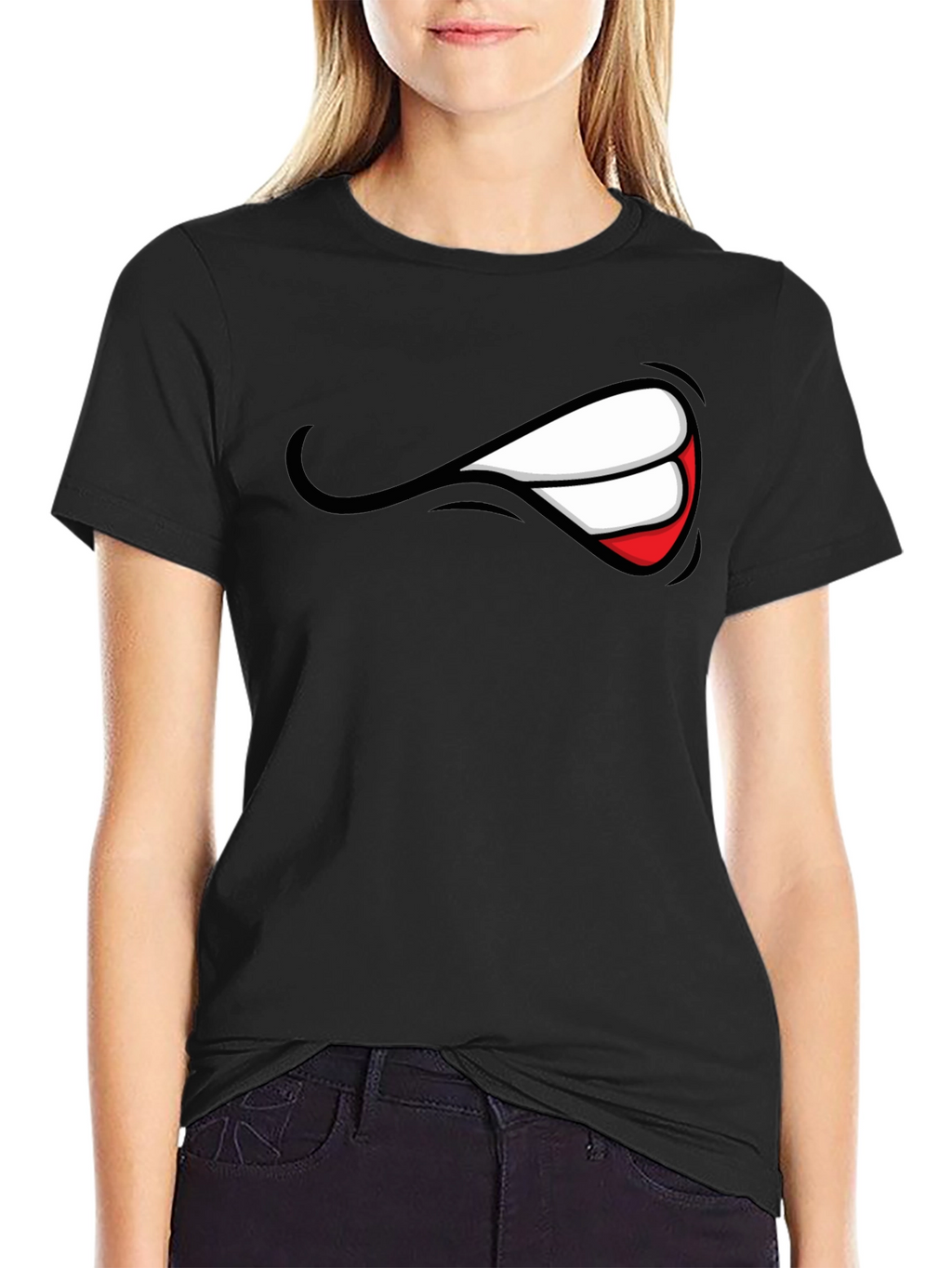Mens Graphic Black T-Shirt - Grin Design