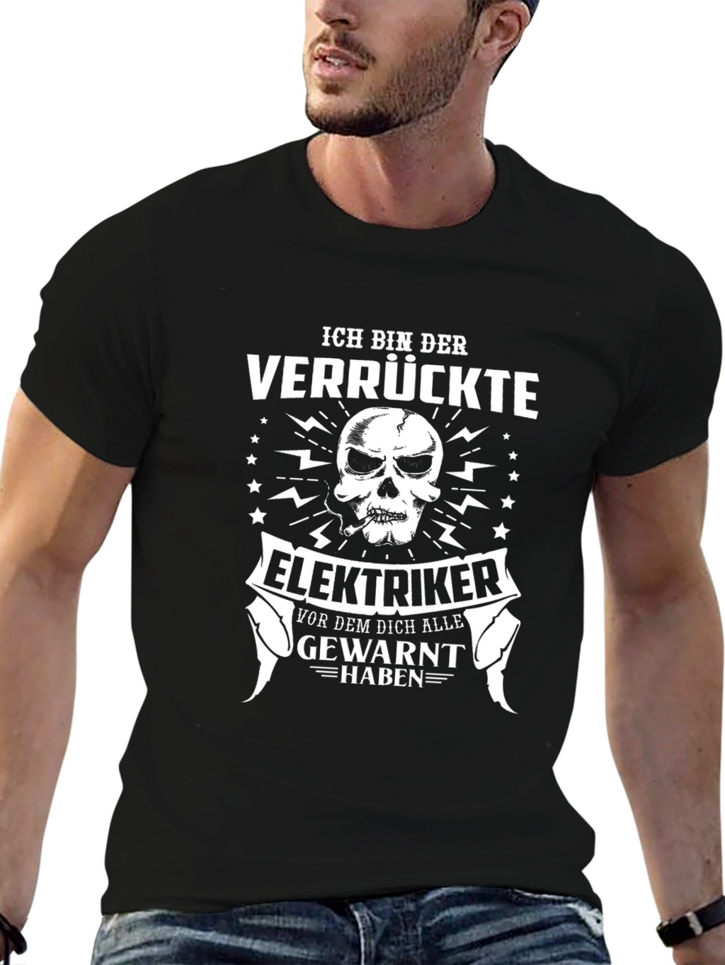 Crazy Electrician Skull T-Shirt