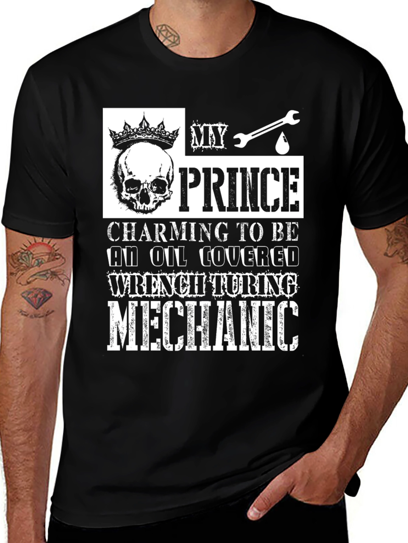 My Prince Mechanic T-Shirt - Oil Covered Wrench Turning