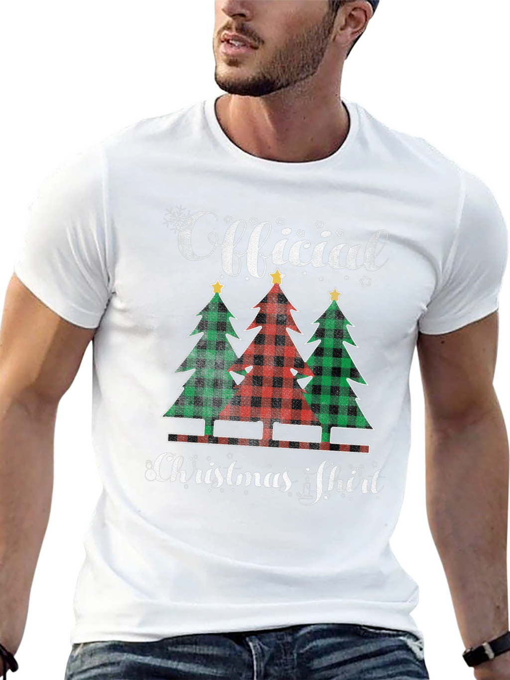 Official Christmas Shirt Plaid Tree Tee