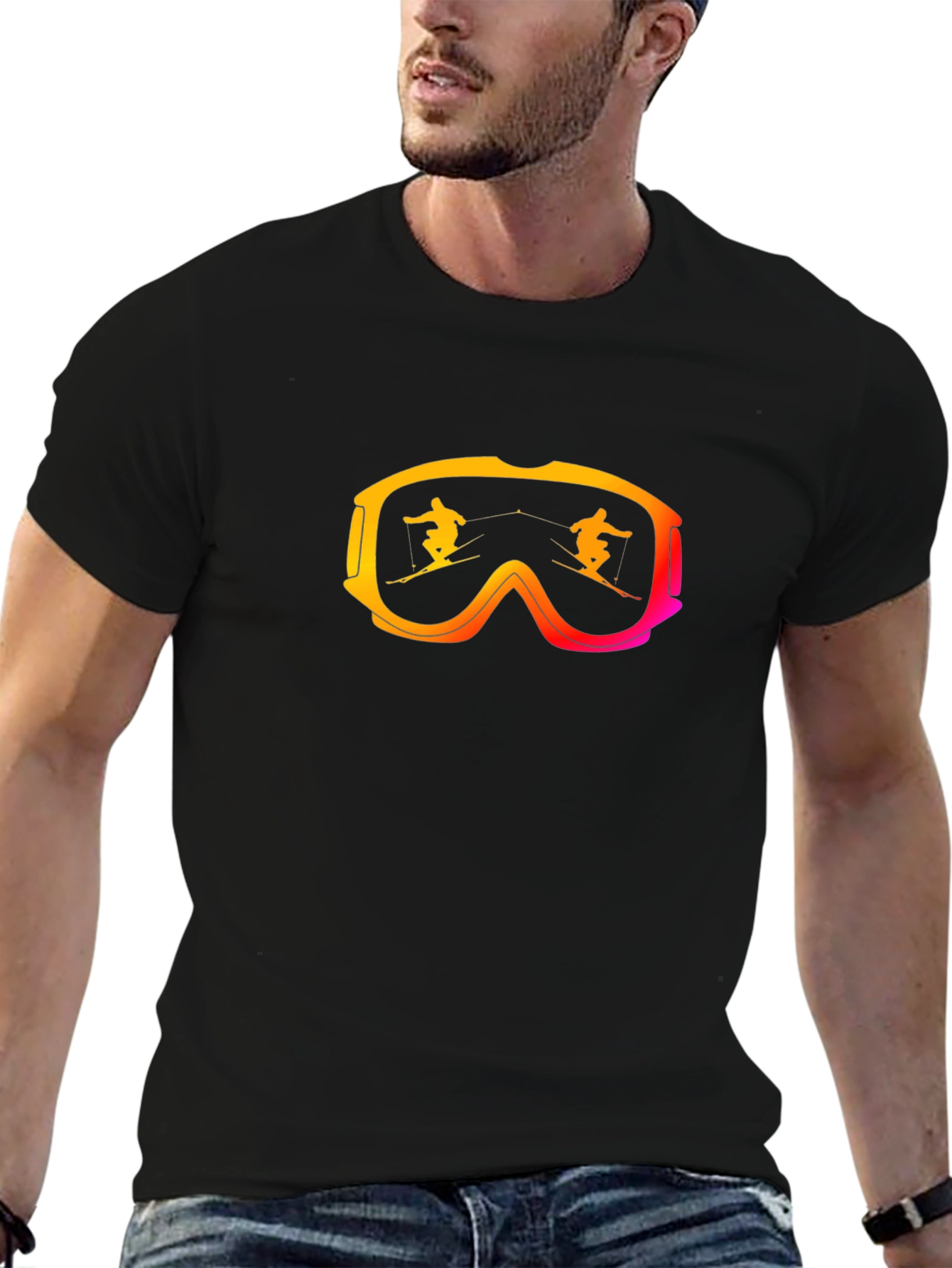 Ski Goggles Graphic Black T-Shirt