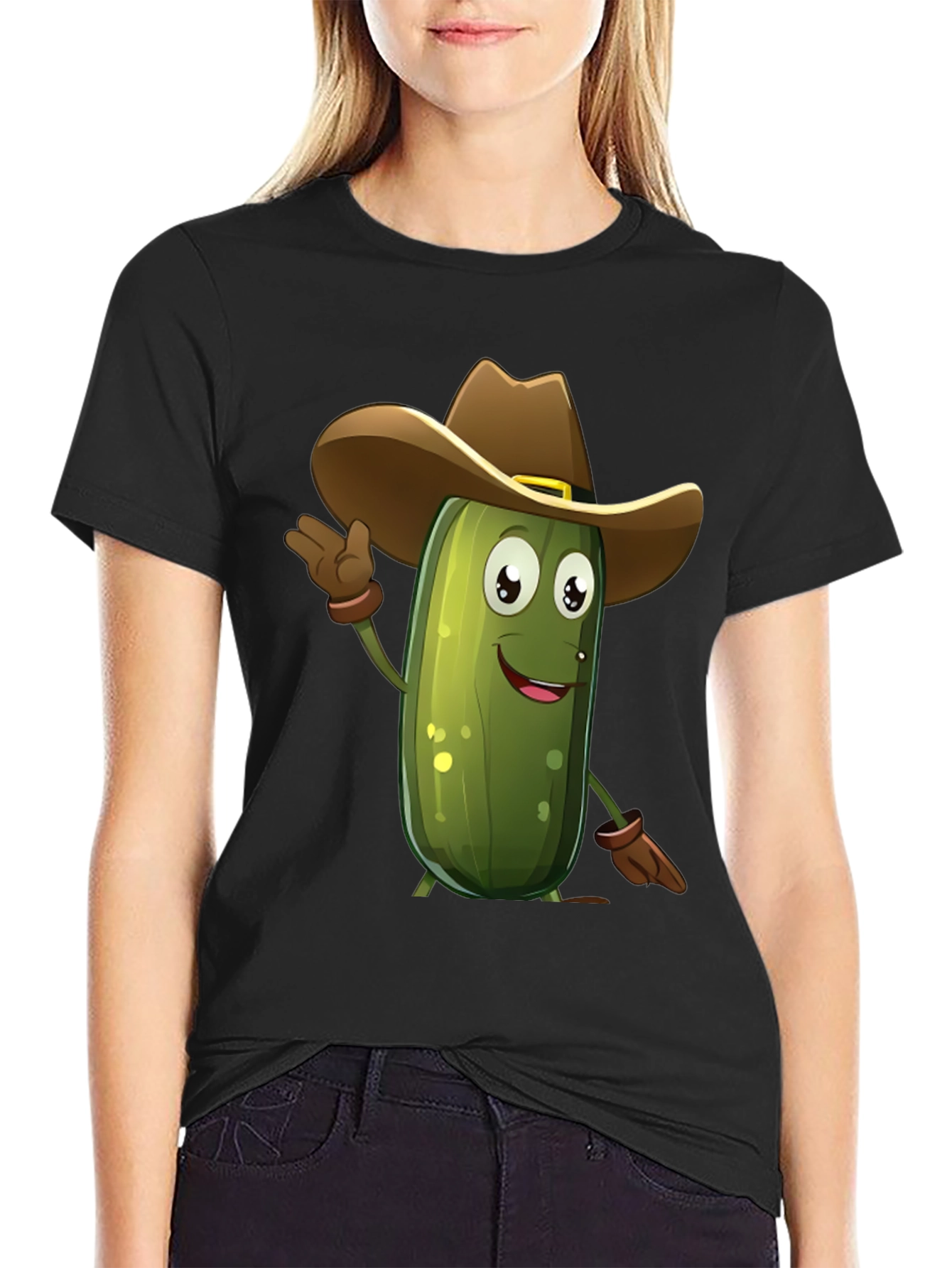 Pickle Cowboy T-Shirt - Funny Cartoon Tee
