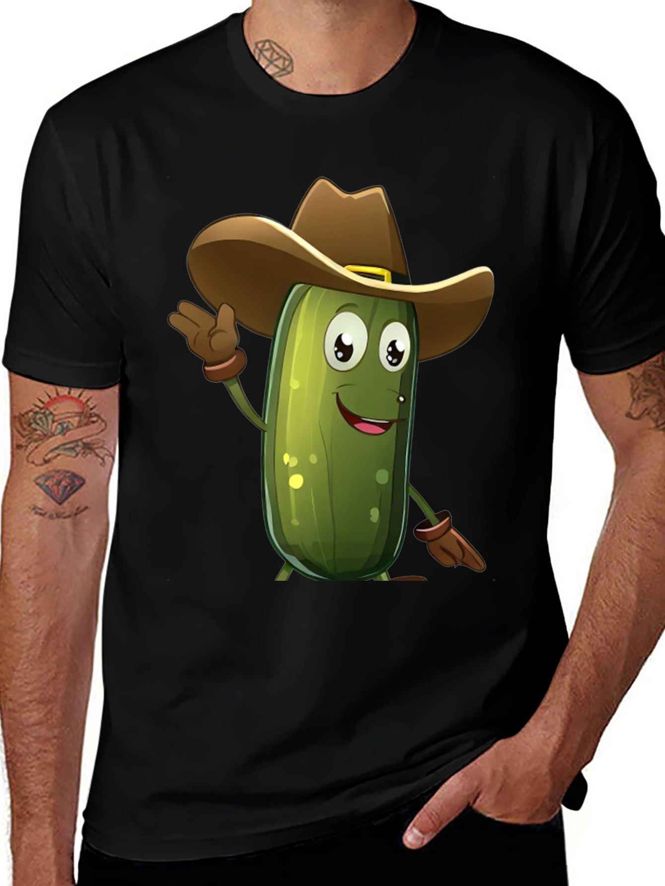 Pickle Cowboy T-Shirt - Funny Cartoon Tee