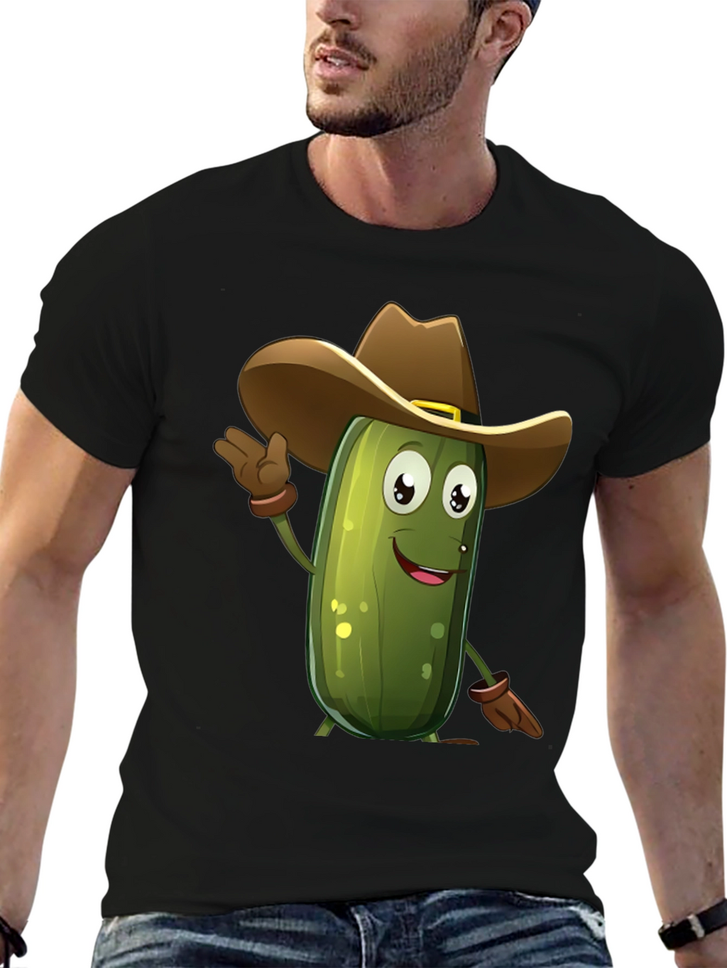 Pickle Cowboy T-Shirt - Funny Cartoon Tee