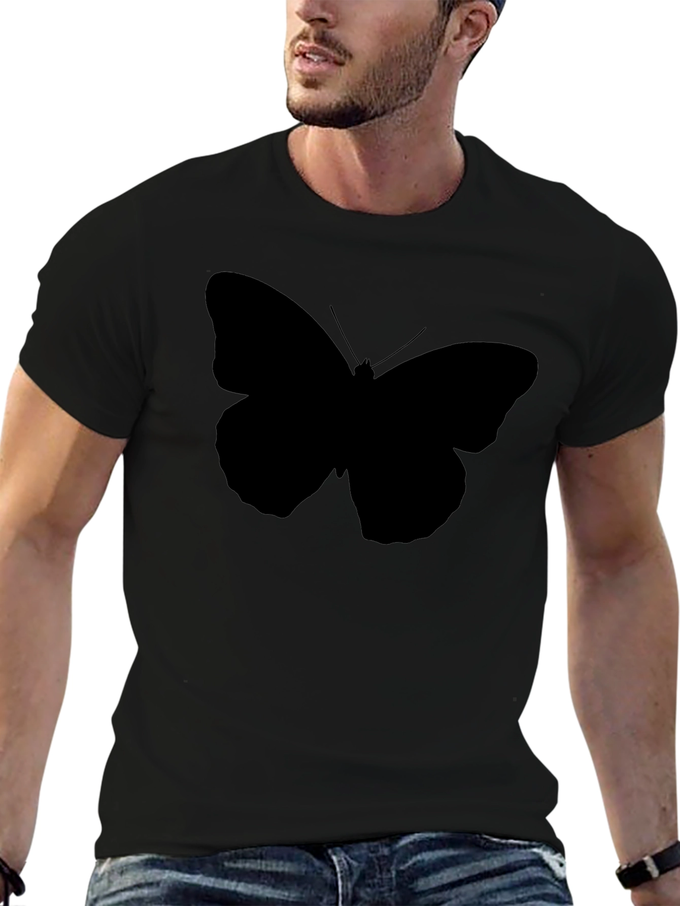 Black Butterfly Graphic T-Shirt - Mens Casual Tee