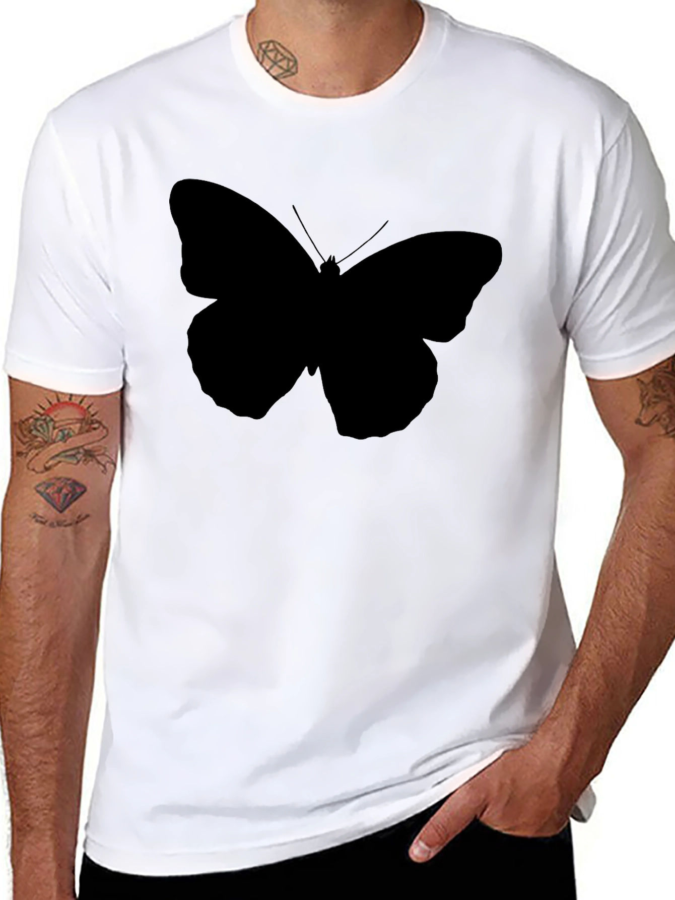 Black Butterfly Graphic T-Shirt - Mens Casual Tee