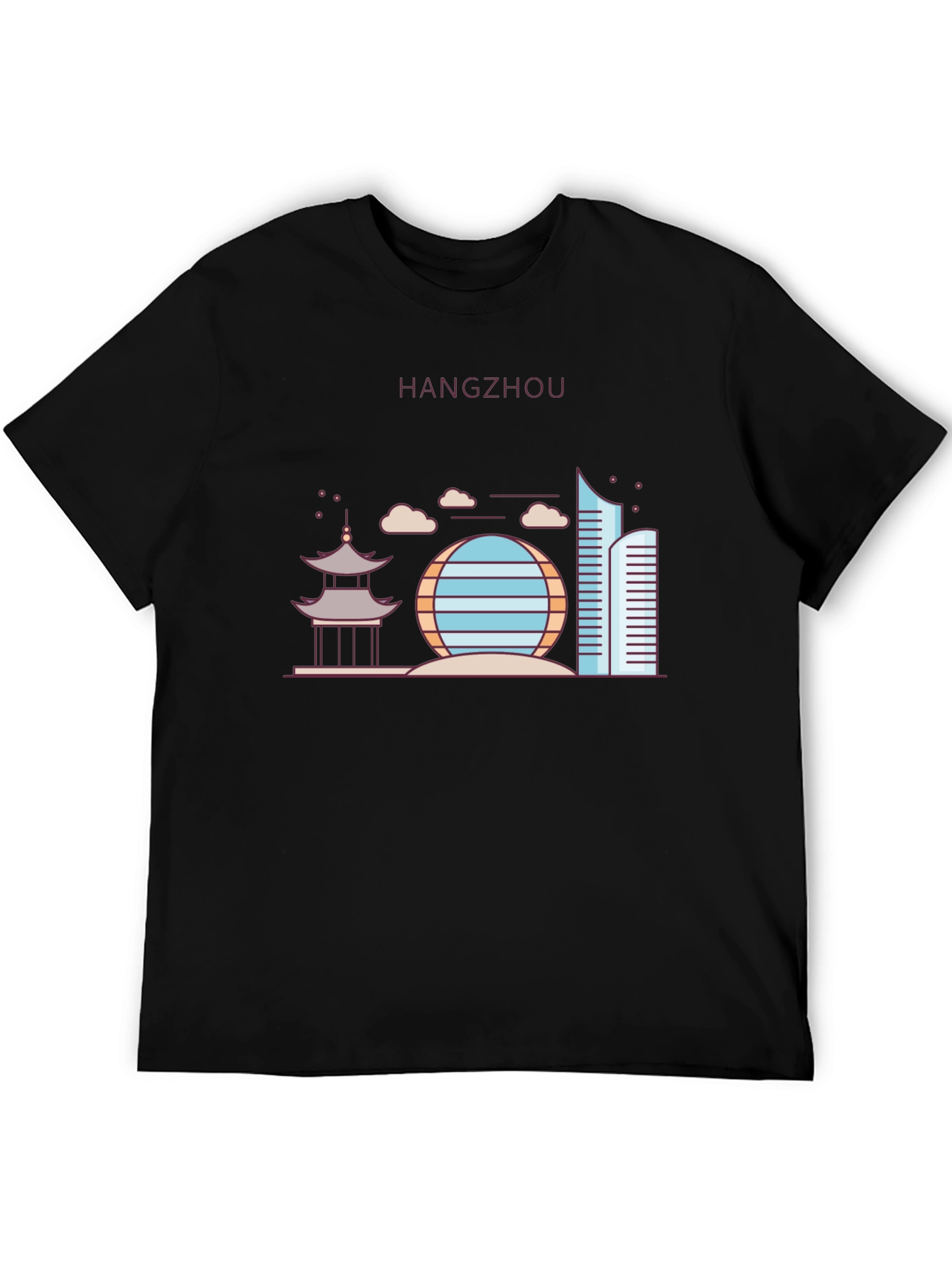 Hangzhou Cityscape Graphic Tee - Black