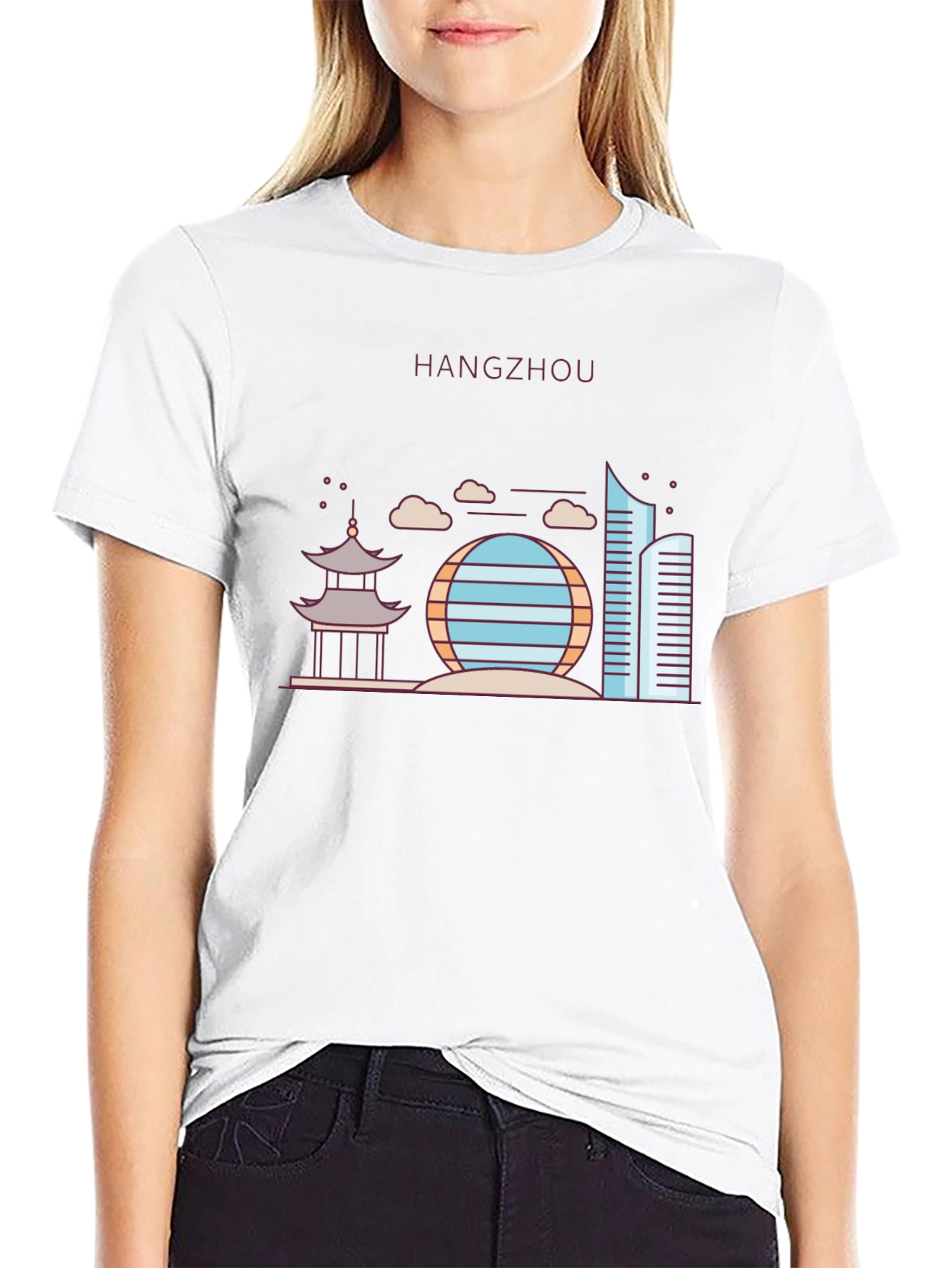 Hangzhou Cityscape Graphic Tee - Black