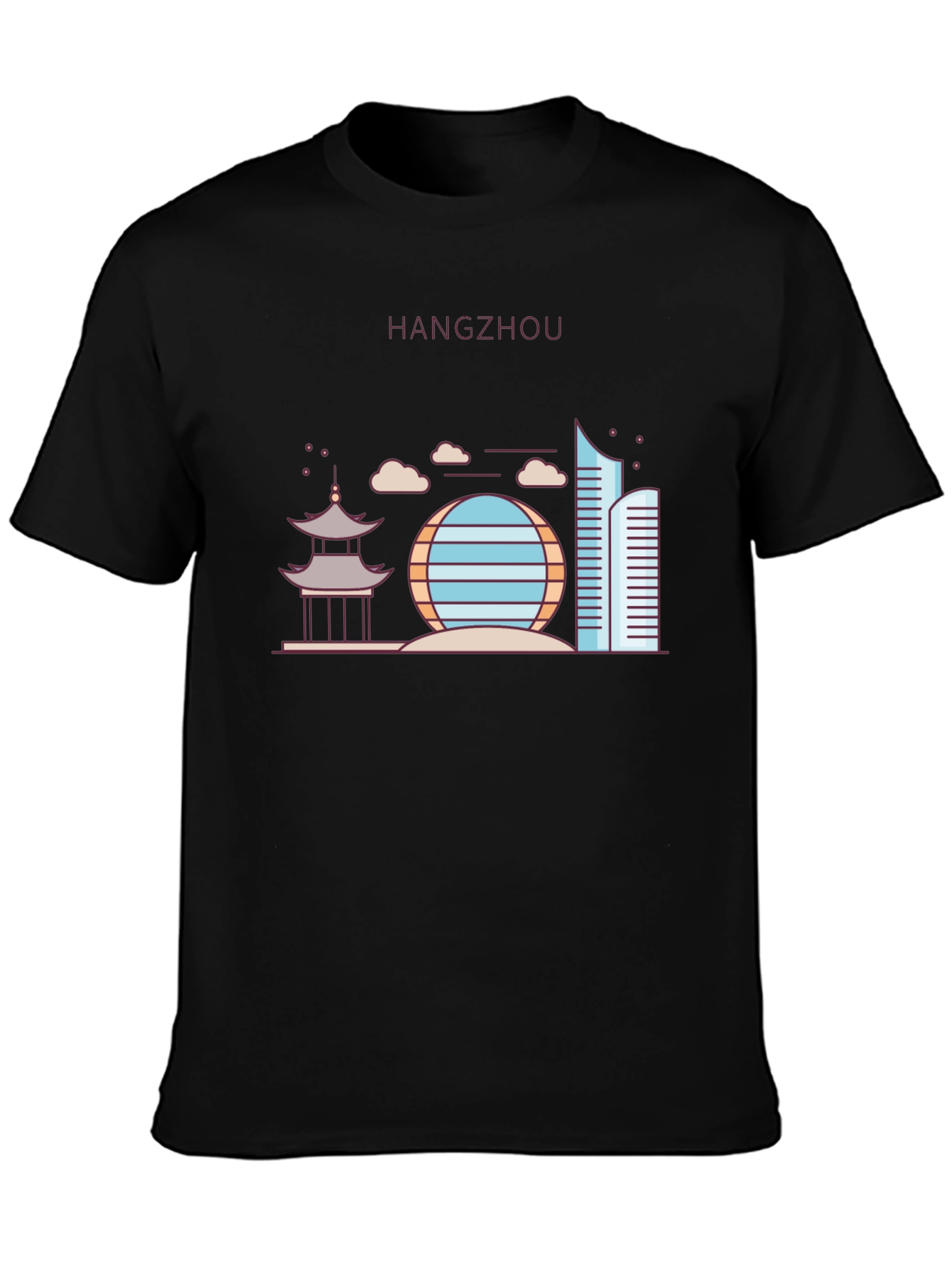 Hangzhou Cityscape Graphic Tee - Black