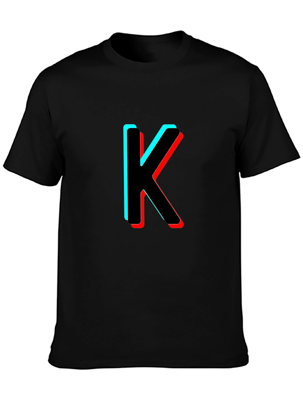 3D Letter K Black T-Shirt