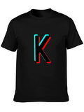 3D Letter K Black T-Shirt