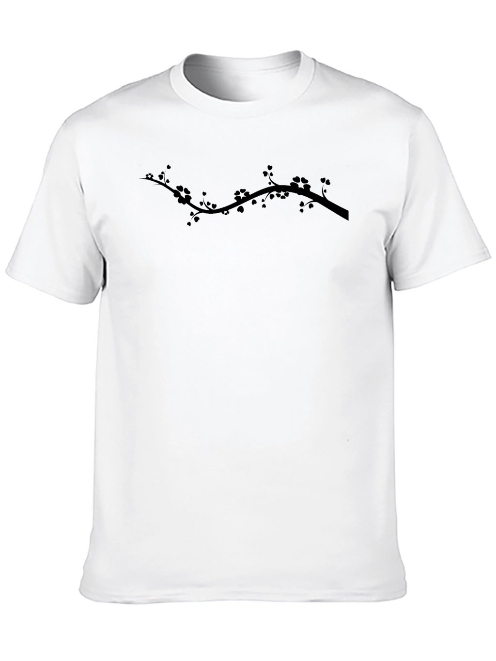 Black T-Shirt with Branch Design