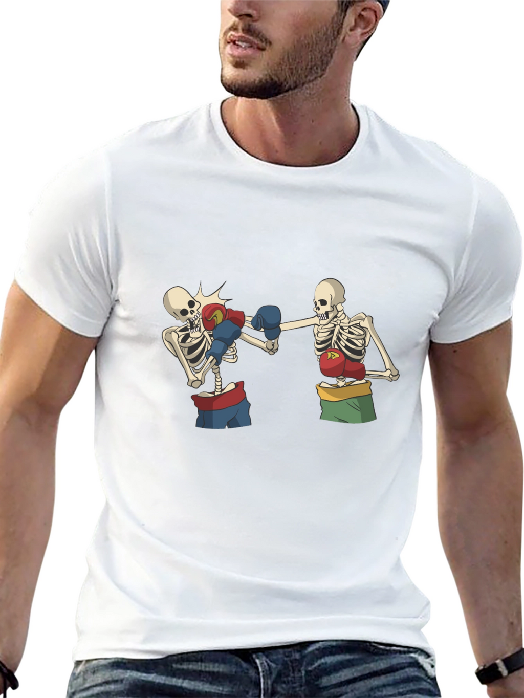 Skeleton Boxing T-Shirt - Black