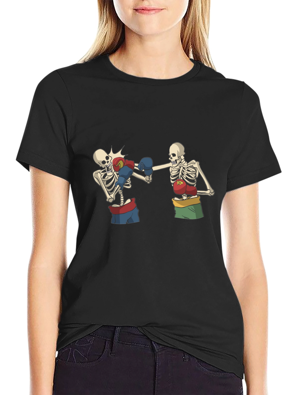 Skeleton Boxing T-Shirt - Black