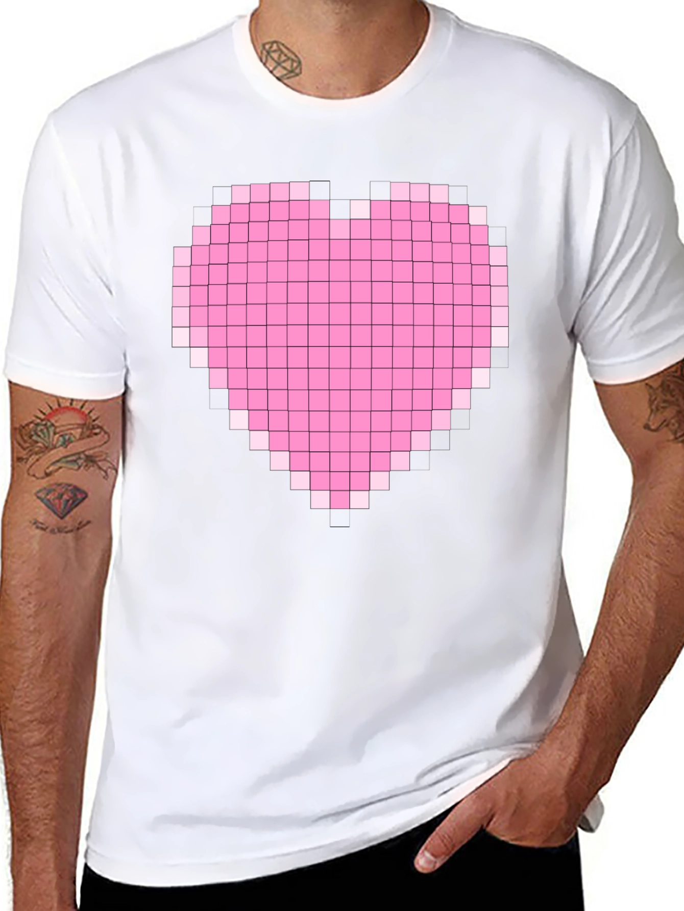 Pixel Heart Graphic Black T-Shirt