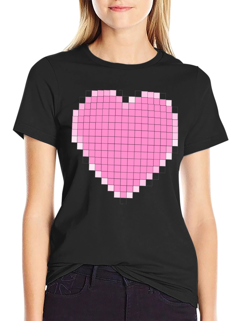 Pixel Heart Graphic Black T-Shirt