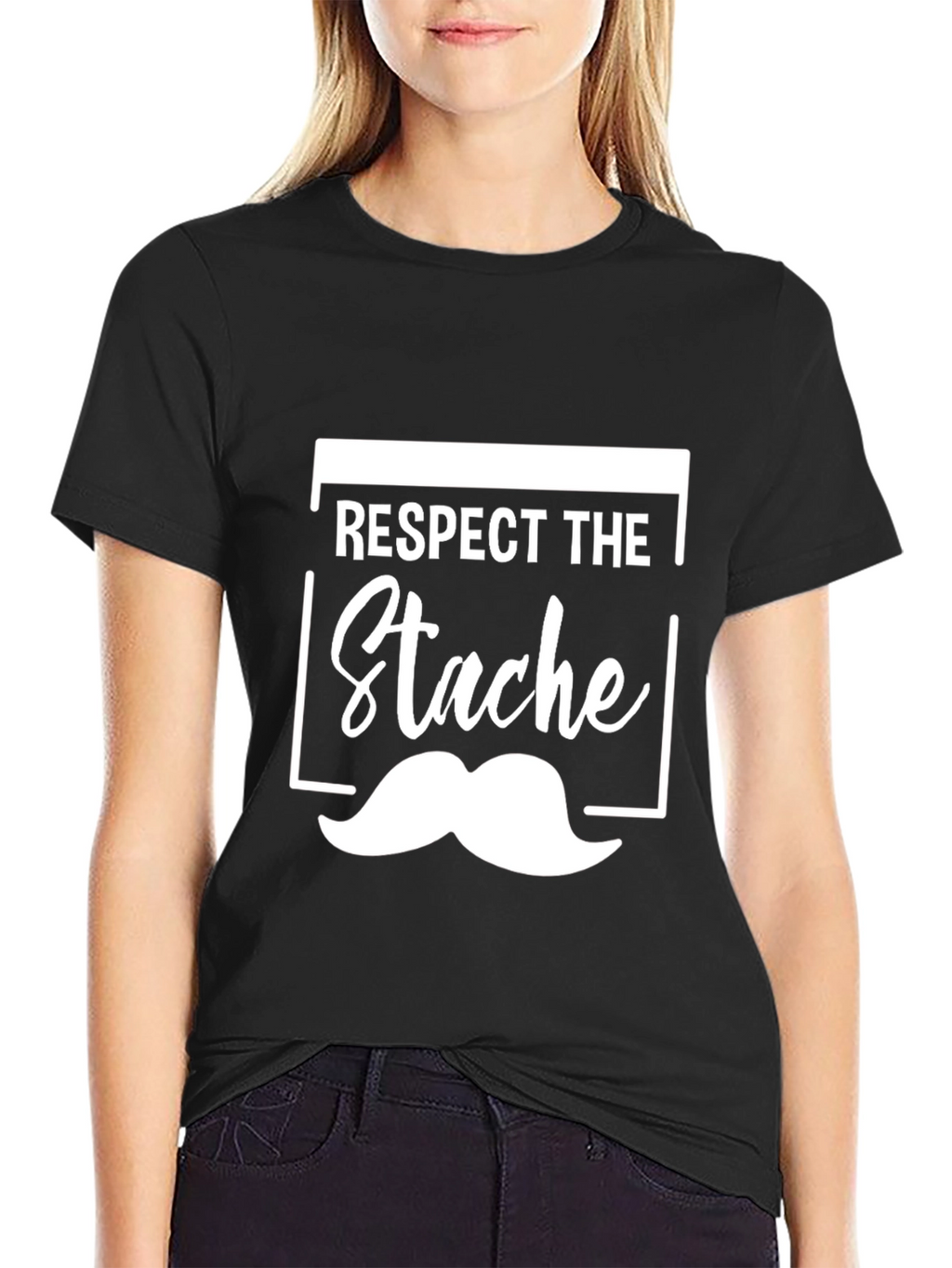 Respect the Stache Black Graphic Tee