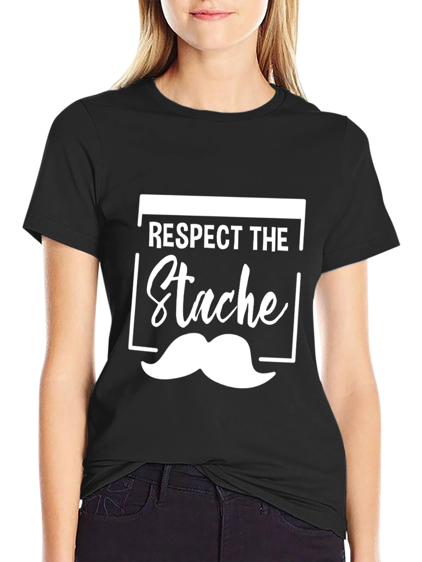 Respect the Stache Black Graphic Tee