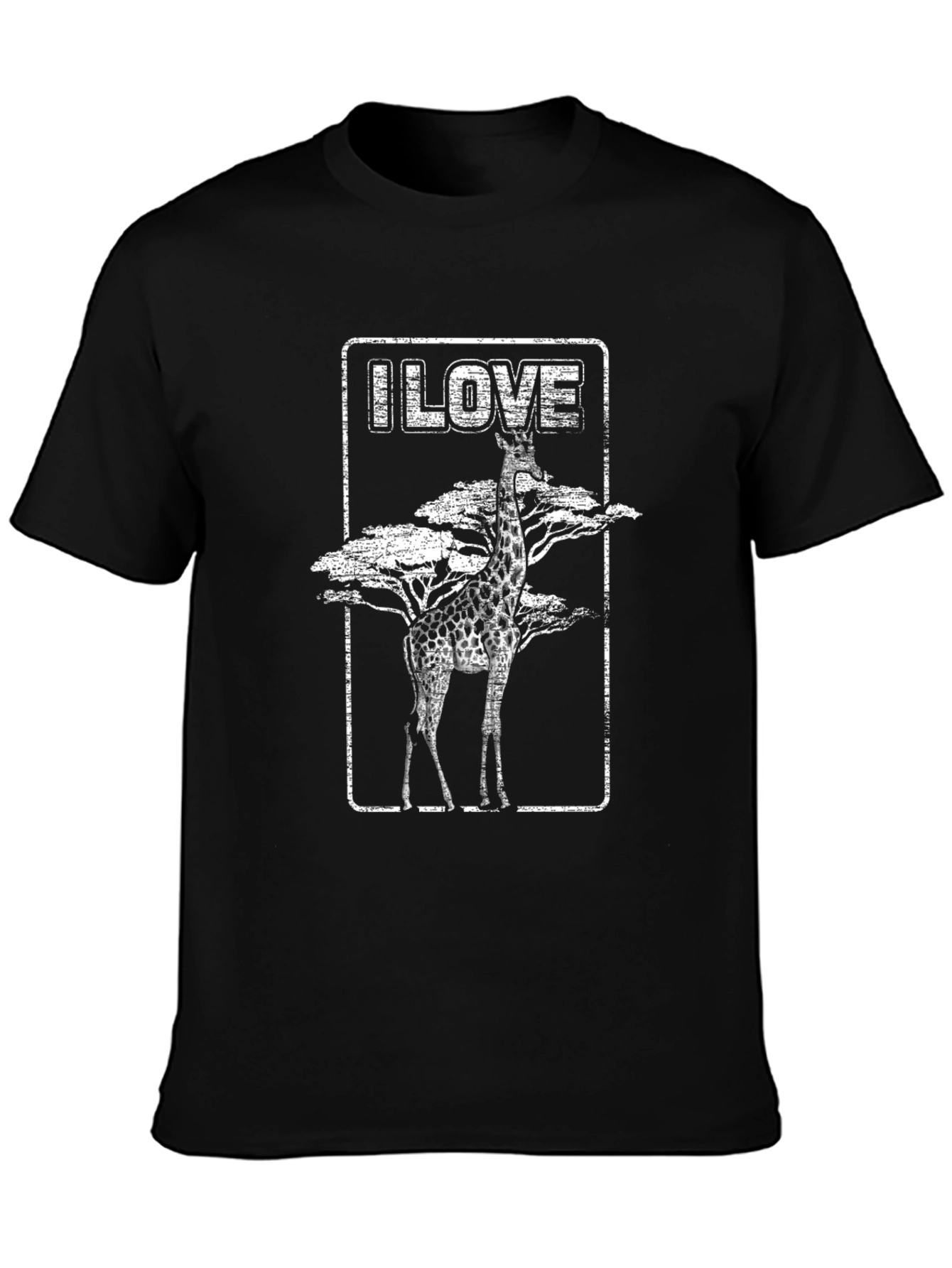 I Love Giraffes Black T-Shirt