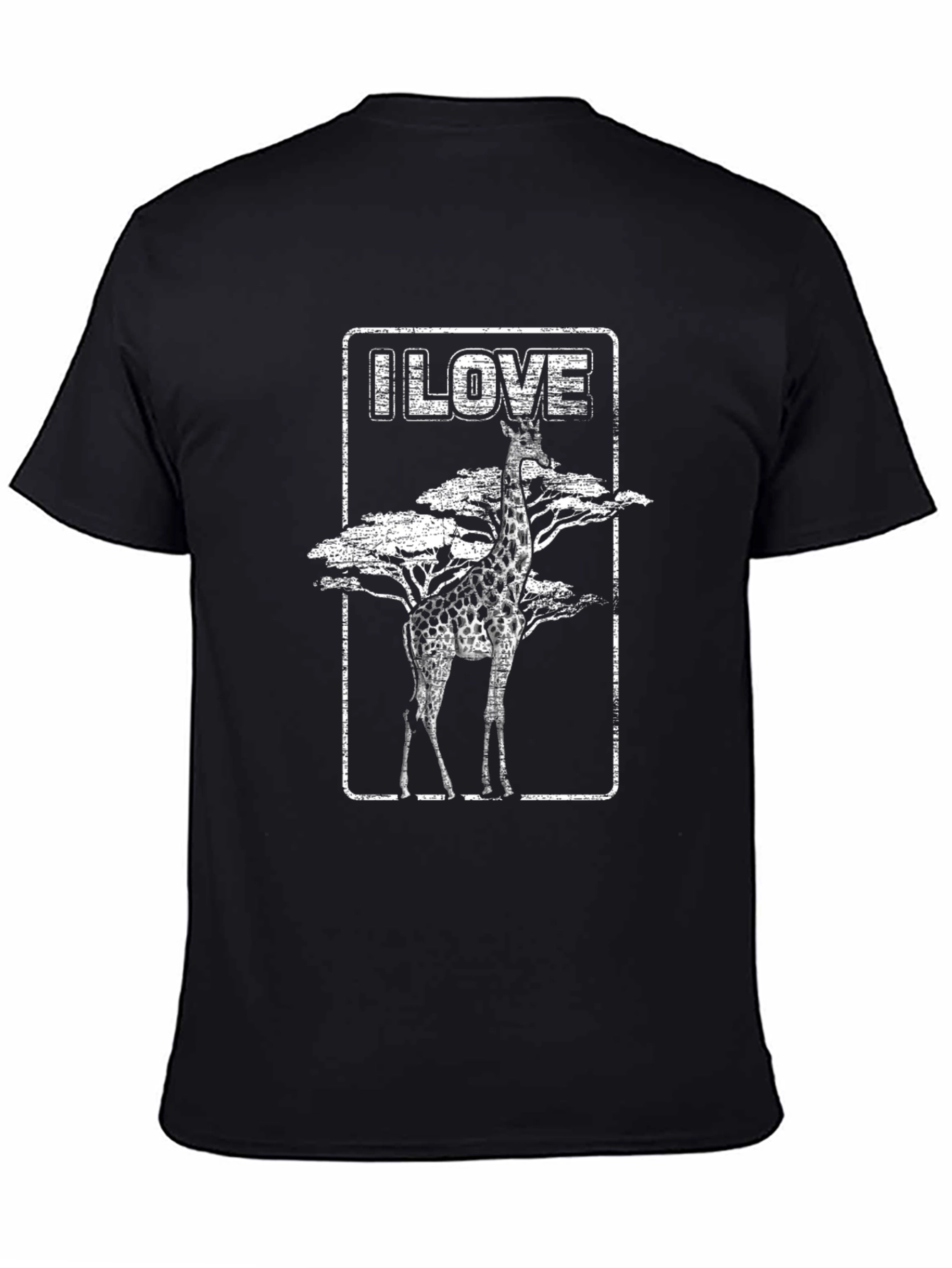 I Love Giraffes Black T-Shirt
