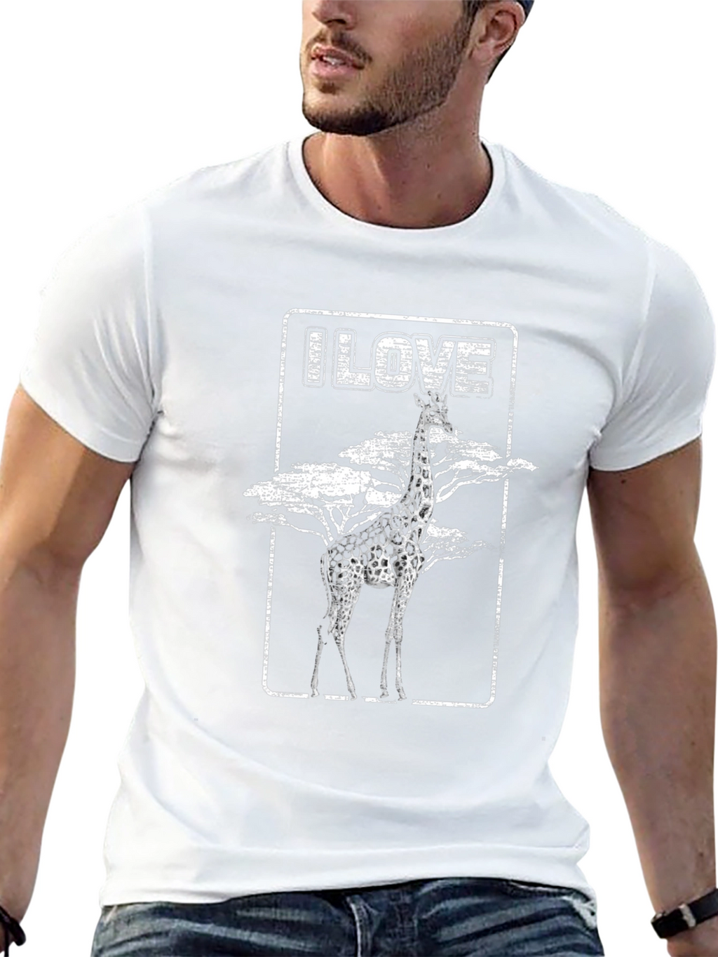 I Love Giraffes Black T-Shirt