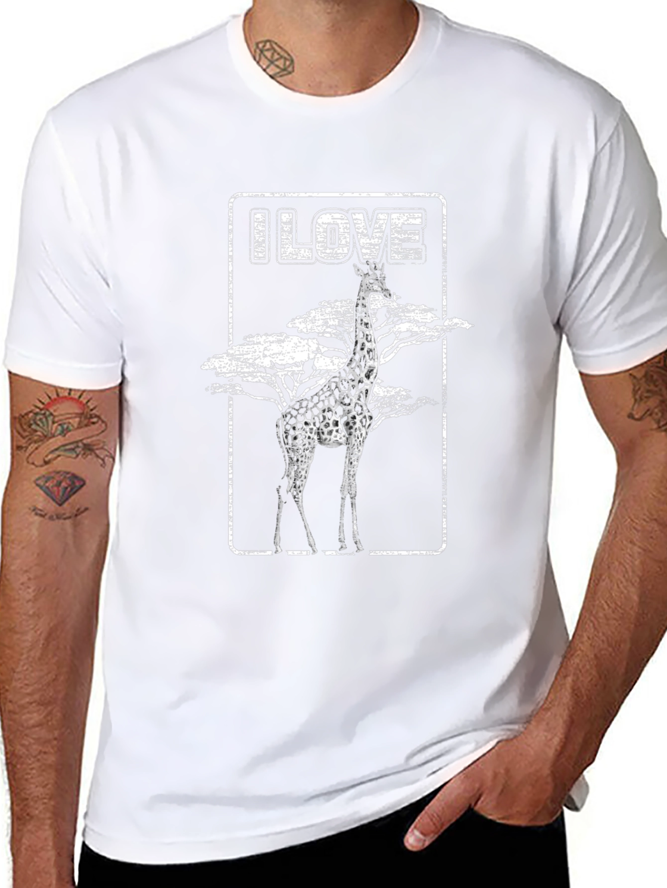 I Love Giraffes Black T-Shirt