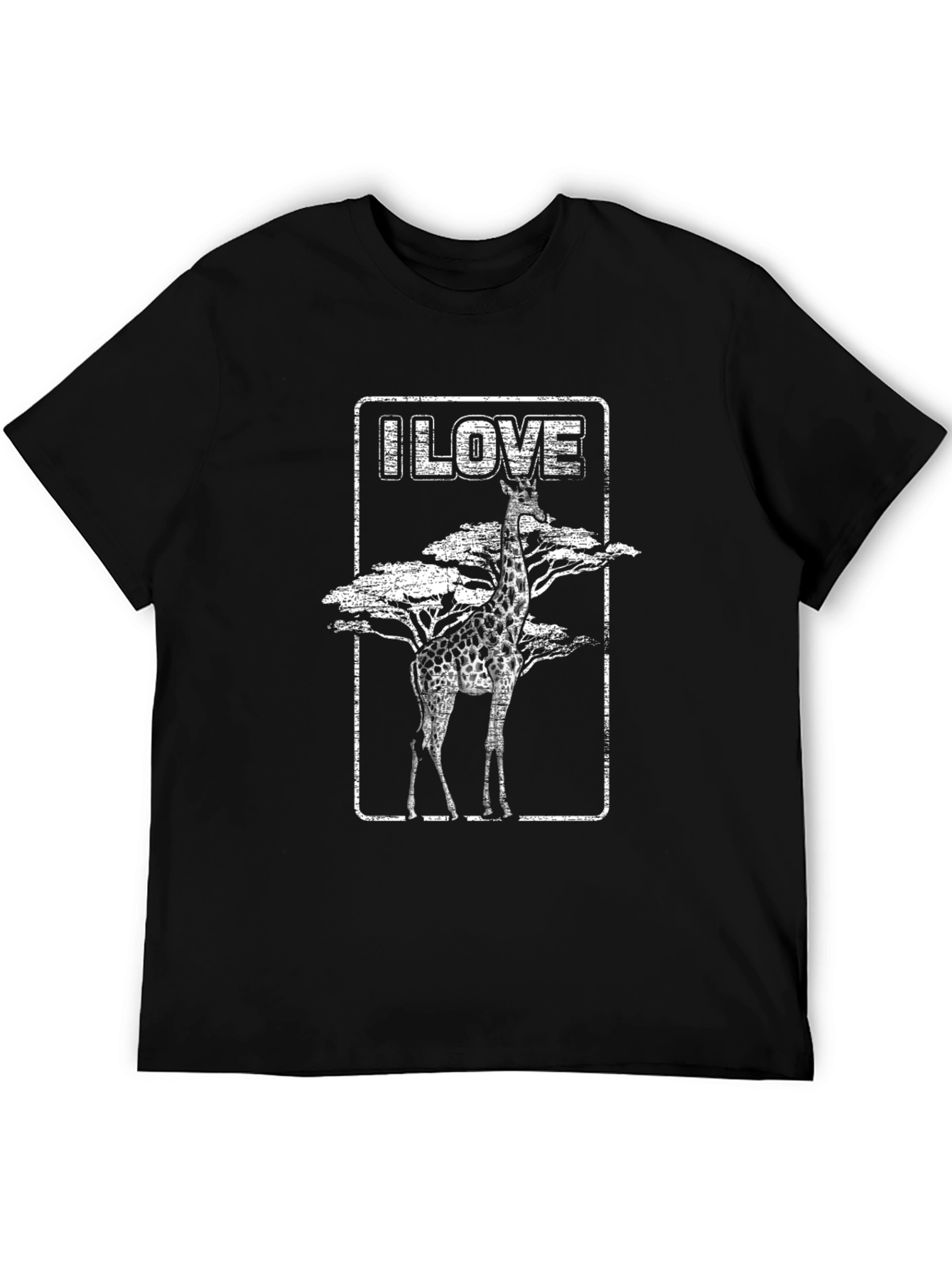 I Love Giraffes Black T-Shirt