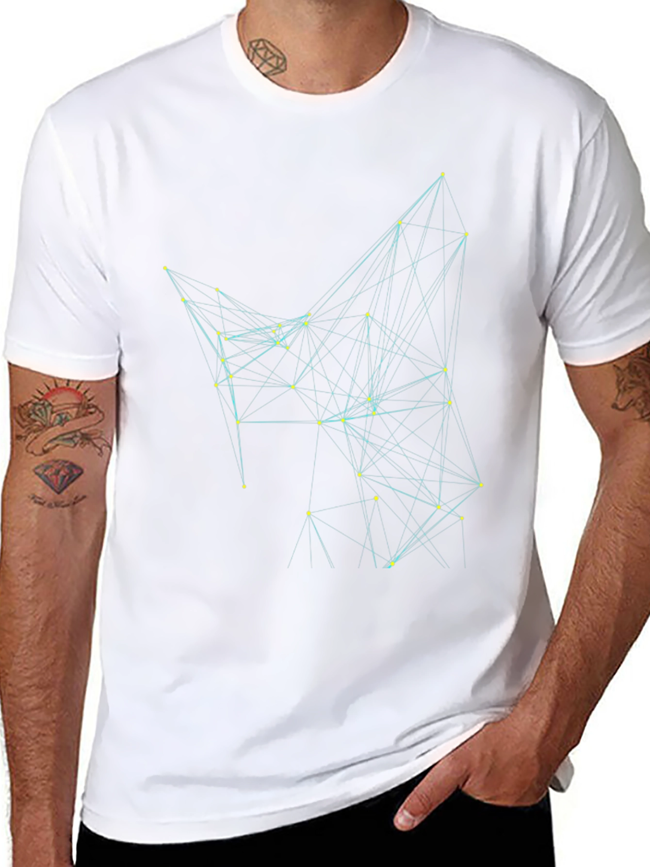 Geometric Network T-Shirt - Black