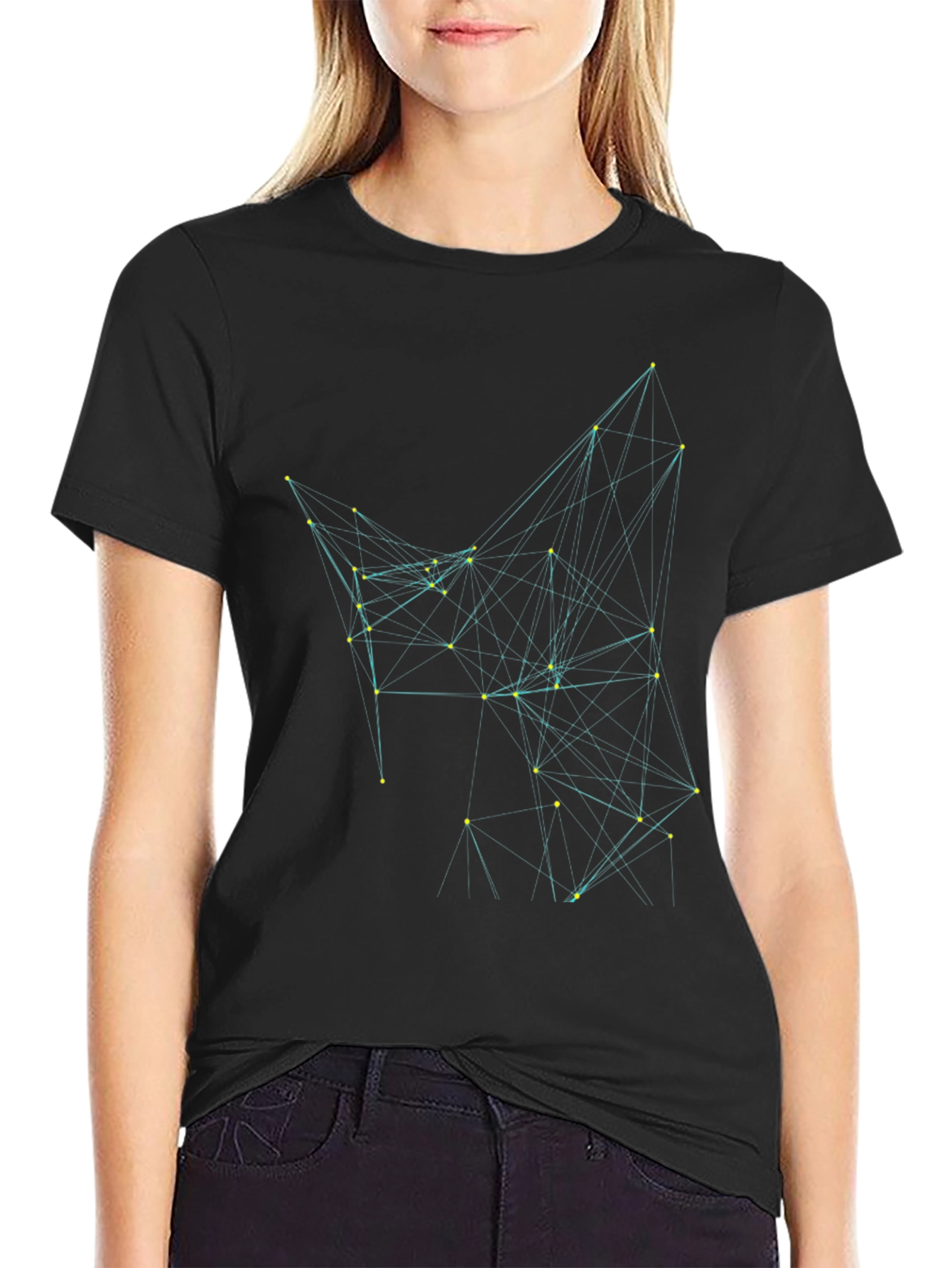 Geometric Network T-Shirt - Black