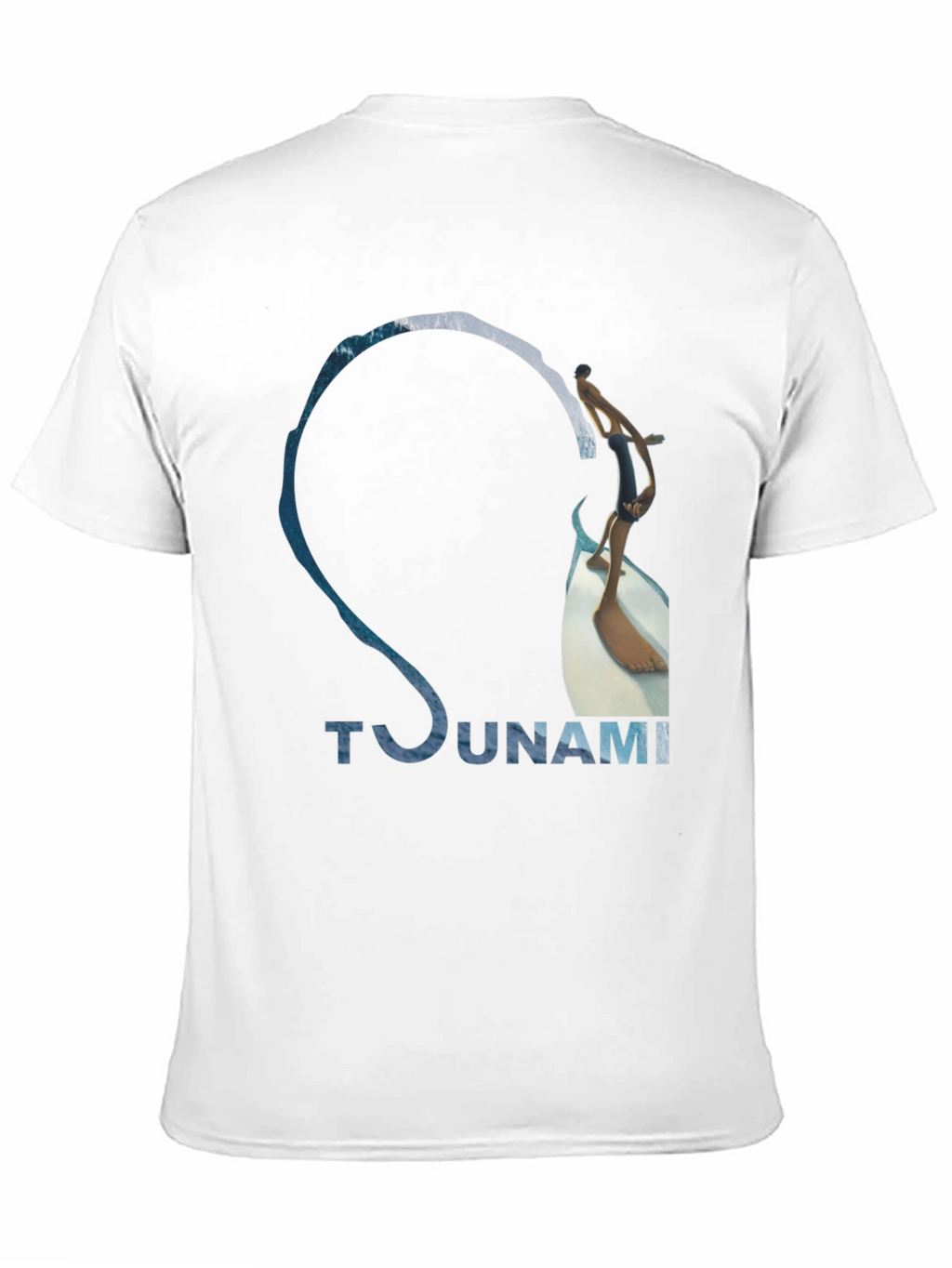 Tsunami Wave Design Black Cotton T-Shirt