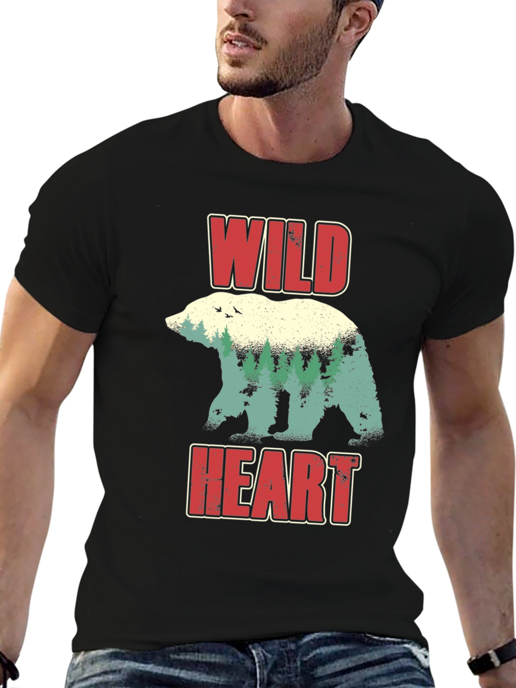 Wild Heart Bear Nature Graphic T-Shirt