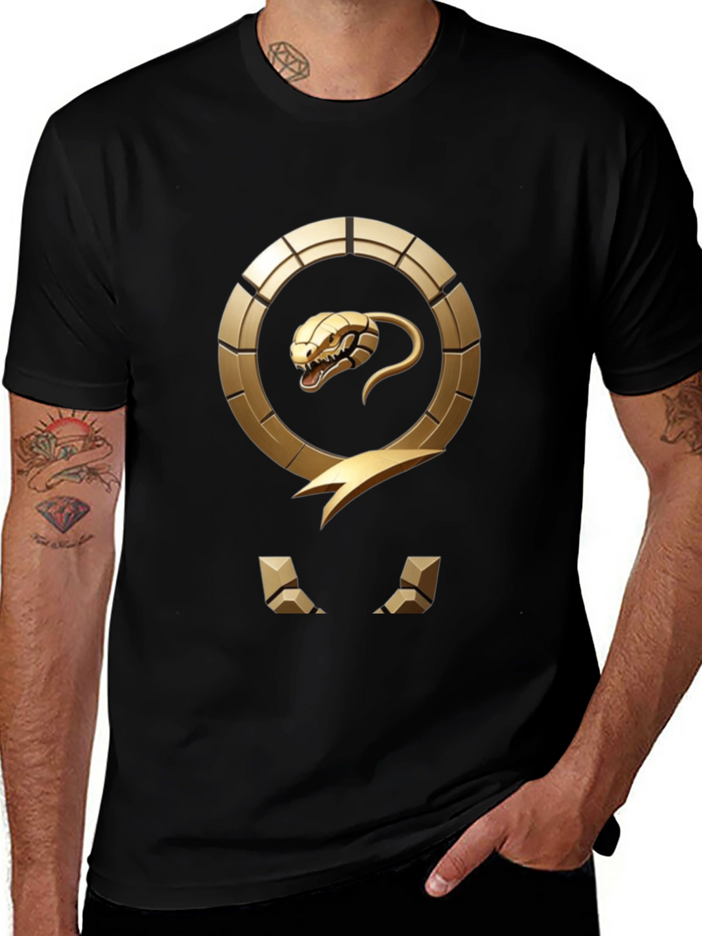 Golden Snake Emblem Black T-Shirt