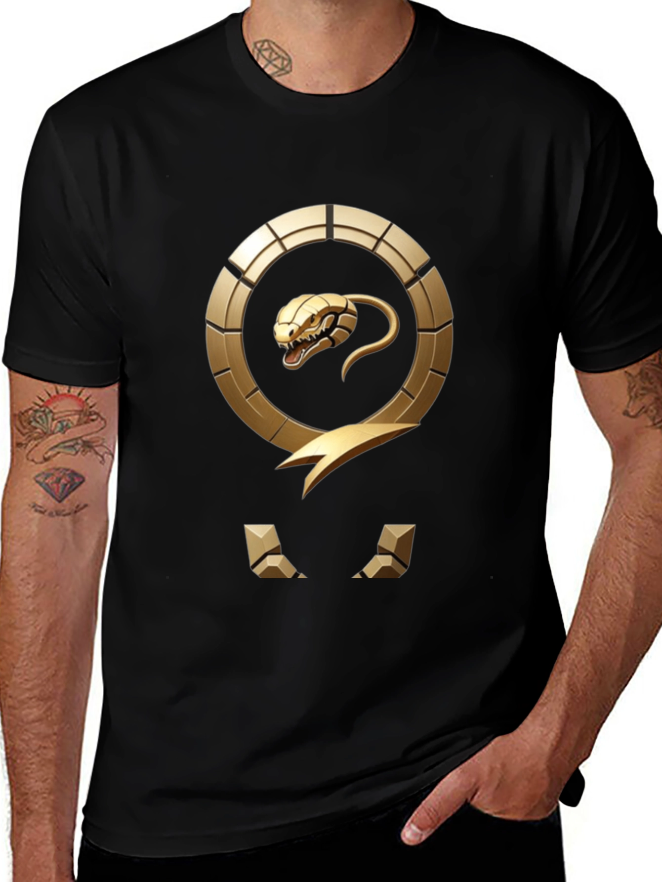 Golden Snake Emblem Black T-Shirt